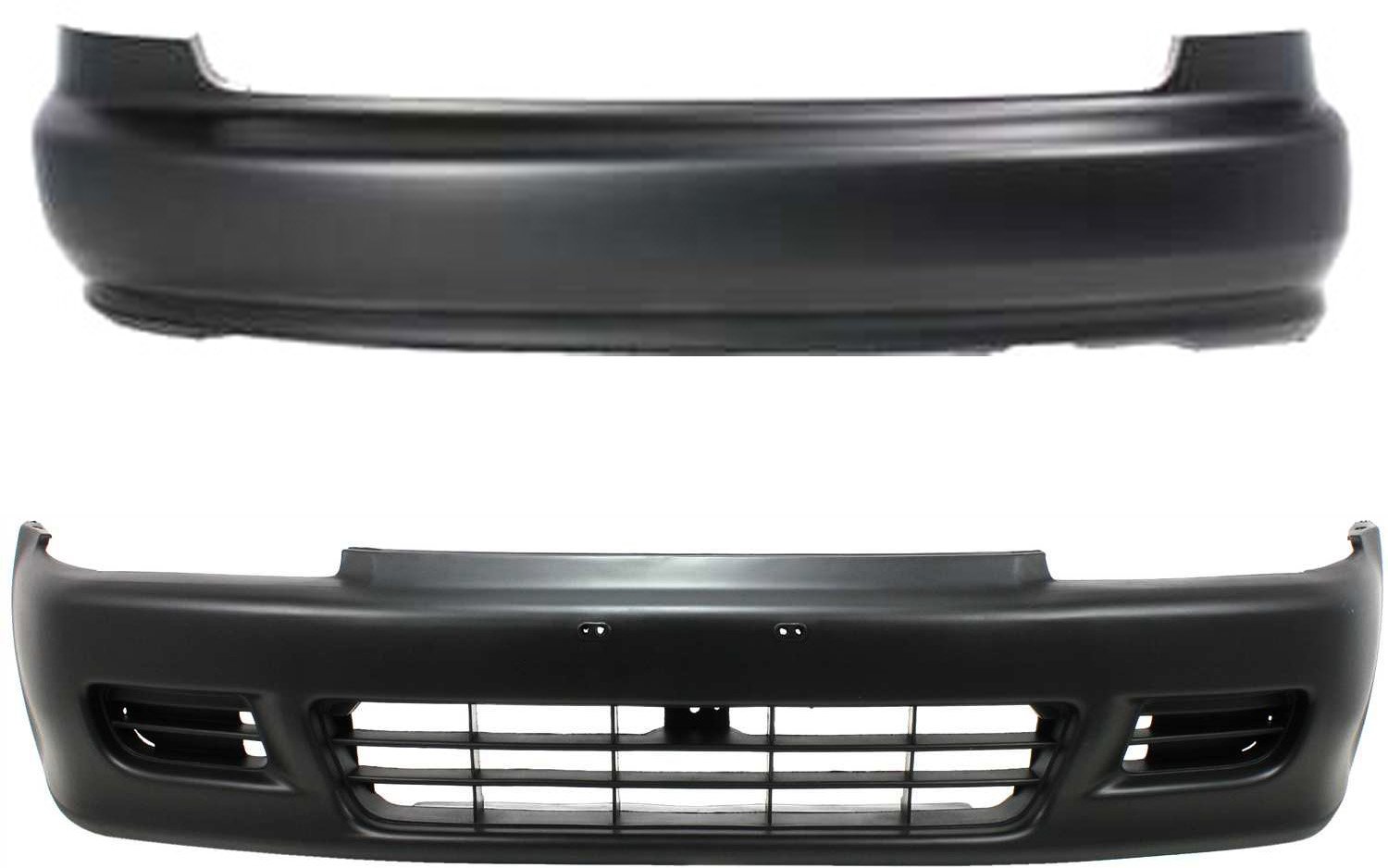 Front and Rear Bumper Cover Set for 1992-1995 Honda Civic, Set of 2, Primed (Ready to Paint), Suitable for Hatchback Model - Replacement