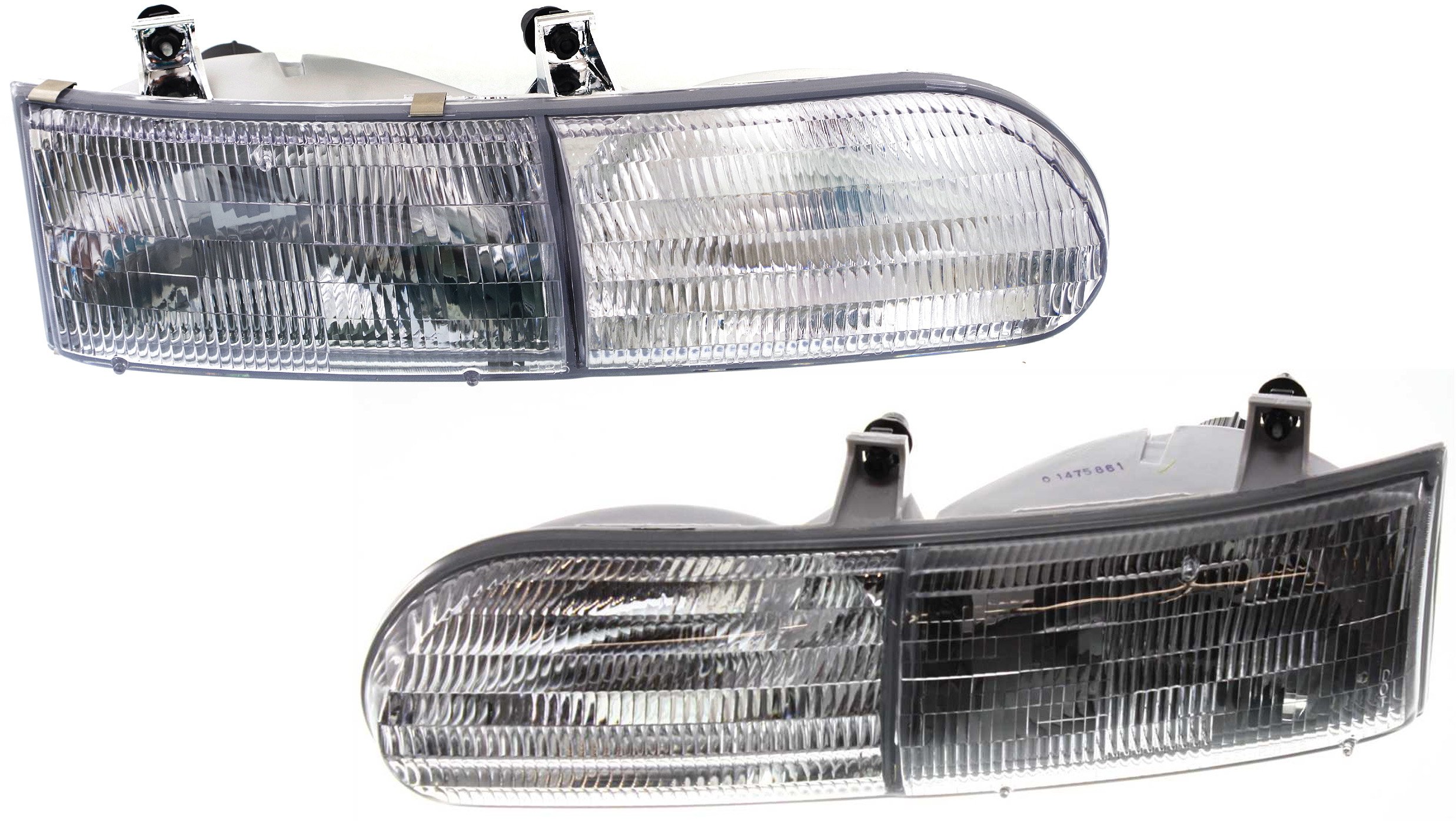 Headlight Assembly Pair/Set for 1992-1995 Ford Taurus, Right (Passenger) and Left (Driver), Halogen, Excludes SHO Model, Replacement