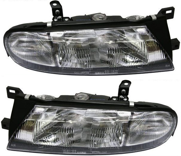 Headlight Assembly Pair/Set for Nissan Altima 1993-1997, Right (Passenger) and Left (Driver), Halogen Replacement