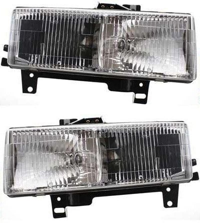 Headlight Assembly Composite Halogen Pair/Set for Chevrolet Express/Savana Van 1996-2002, Right (Passenger) and Left (Driver), Replacement