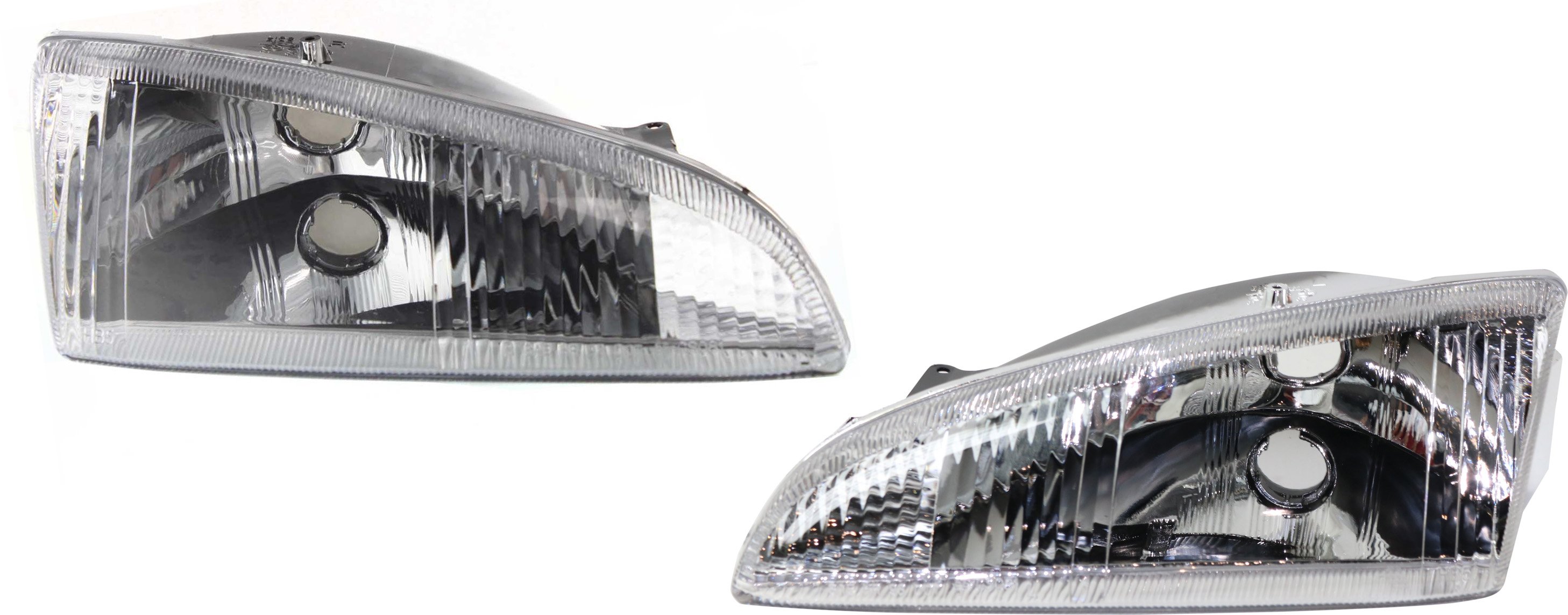Headlight Pair/Set for Dodge Intrepid 1995-1997, Includes Right (Passenger) and Left (Driver) Side, Lens and Housing, with Vertical Fluted Lens, Replacement