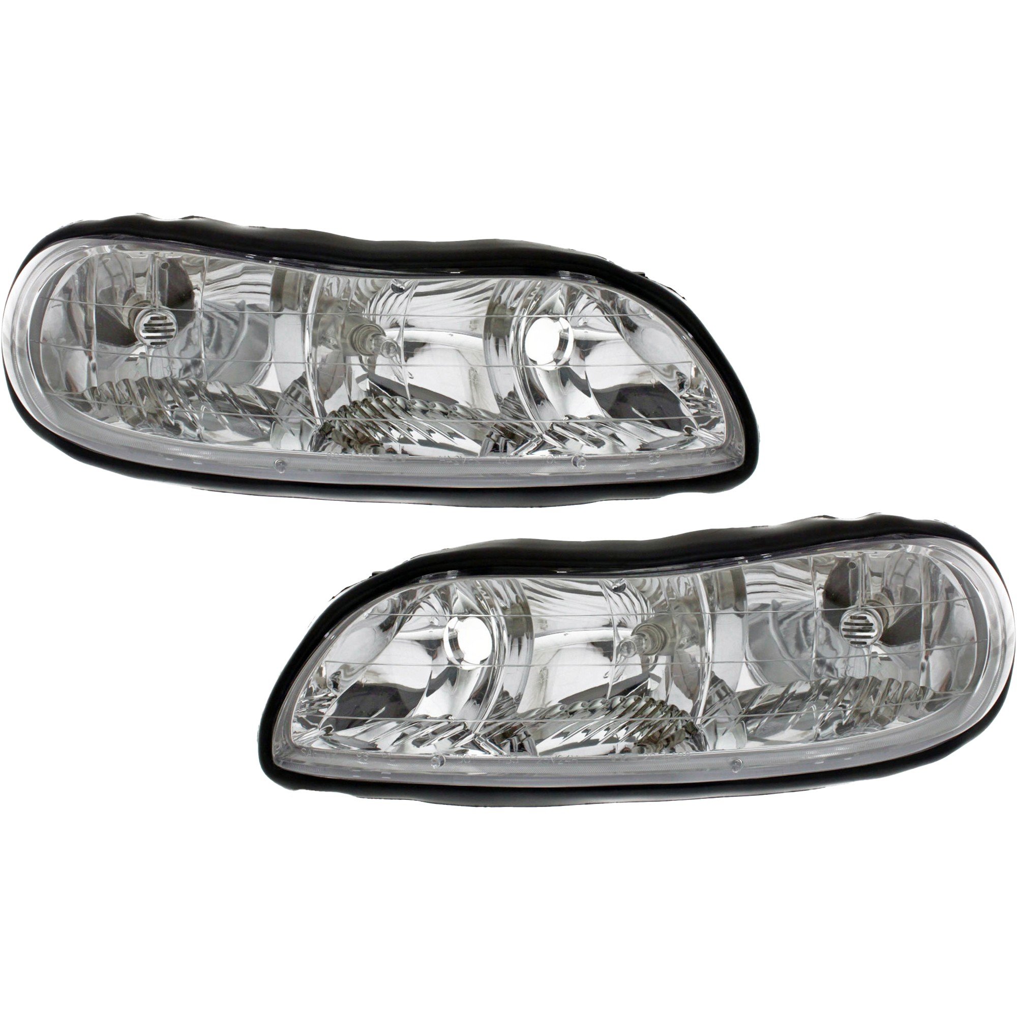 Headlight Assembly for Chevrolet Malibu 1997-2003, Classic 2004-2005, Right (Passenger) and Left (Driver), Composite, Halogen Replacement Pair/Set