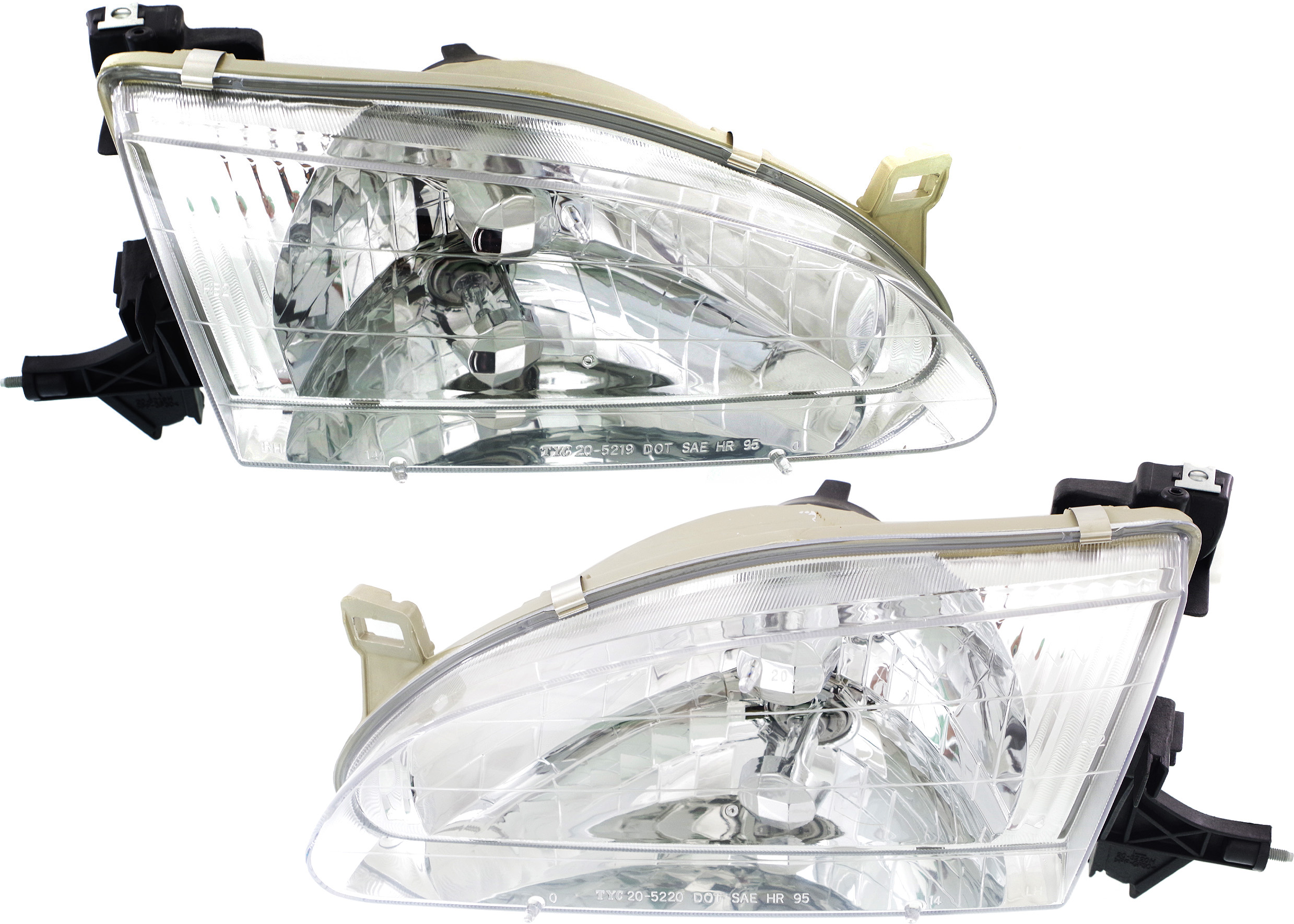 Headlight Assembly Pair/Set for 1998-2000 Toyota Corolla, Includes Right (Passenger) and Left (Driver) Halogen Headlights, Replacement