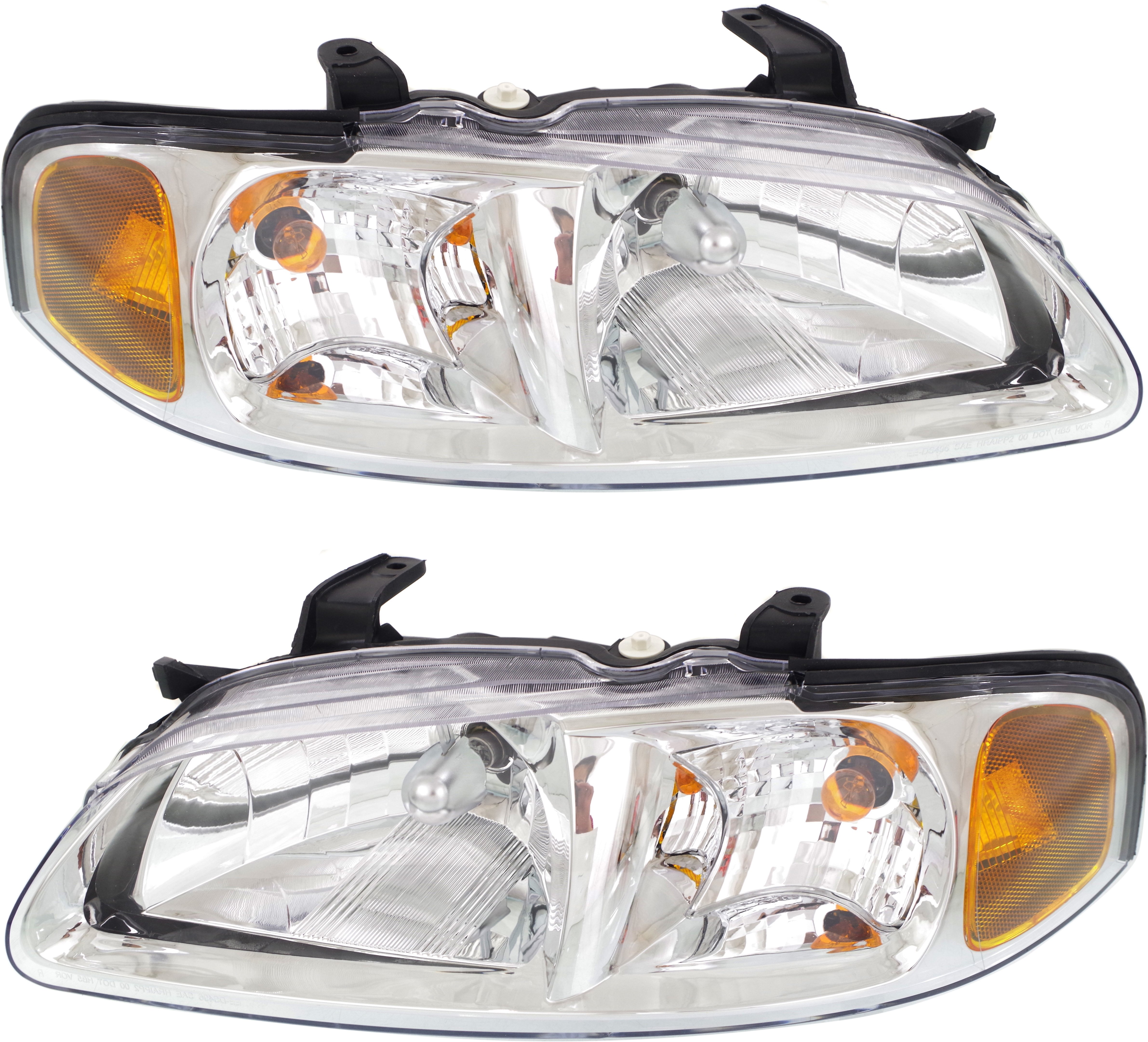Headlight Assembly Pair/Set for Nissan Sentra 2000-2001, Right (Passenger) and Left (Driver), Halogen Replacement