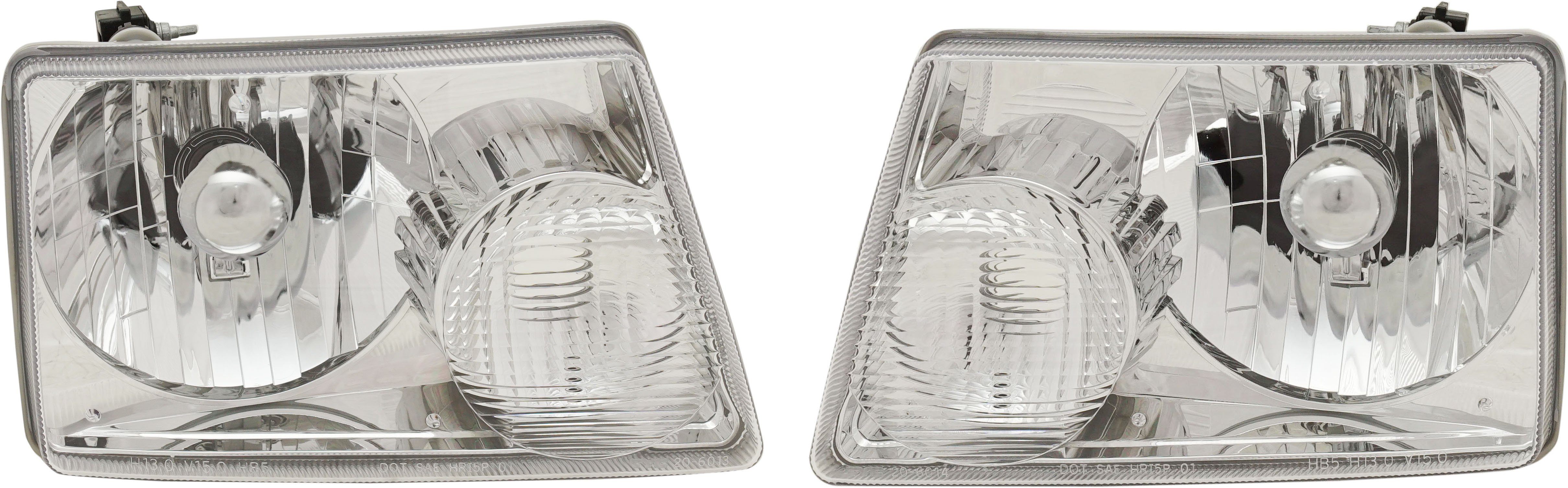 Headlight Assembly Pair/Set for 2001-2011 Ford Ranger, Right (Passenger) and Left (Driver) Side, Halogen, with Turn Signal Bulb and Socket, Fits All Cab Types, Replacement