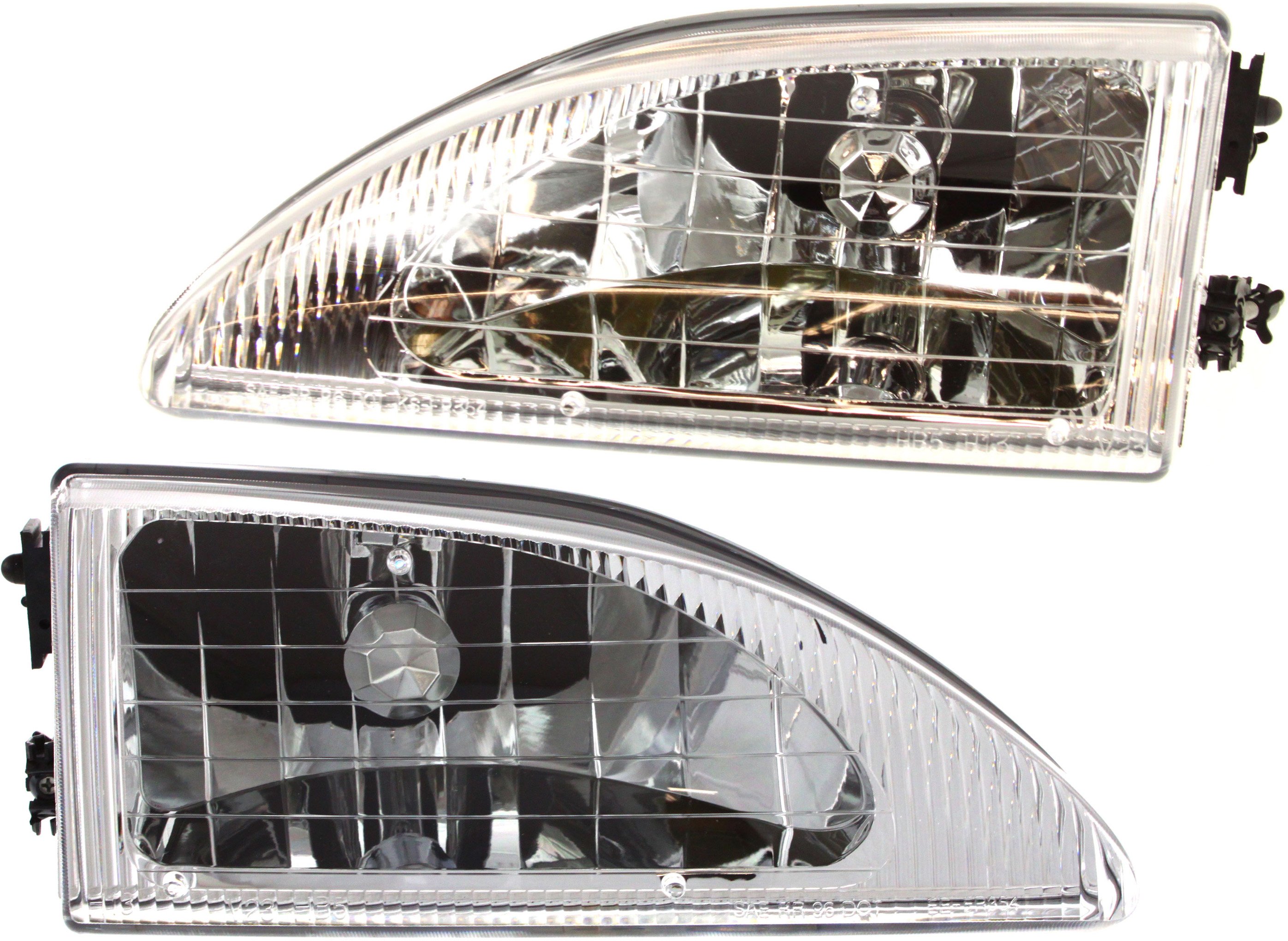 Headlight Assembly Pair/Set for Ford Mustang Cobra Model, 1994-1998, Right (Passenger) and Left (Driver), Halogen, Replacement