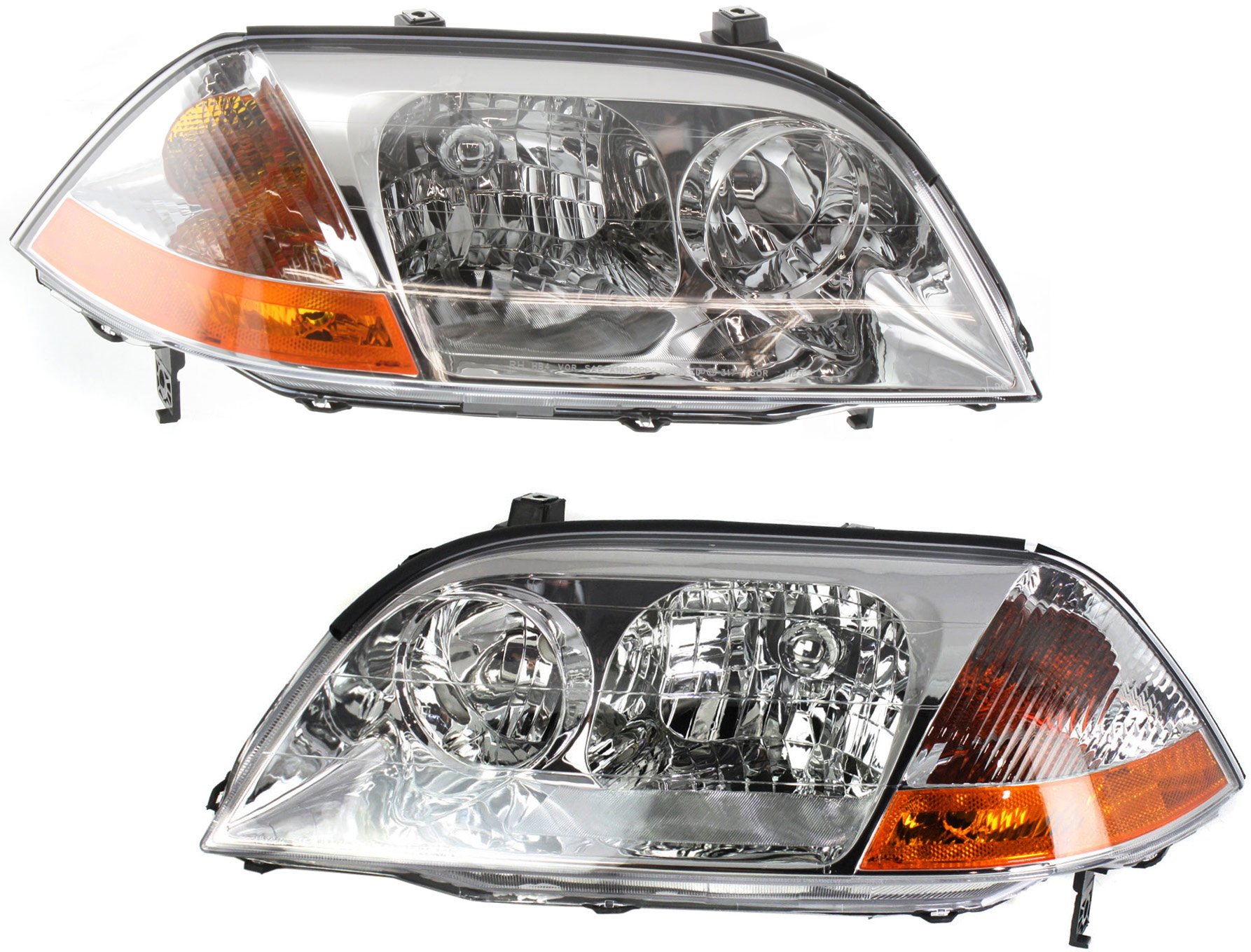 Headlight Pair/Set for Acura MDX 2001-2003, Includes Right (Passenger) and Left (Driver) Lights, Lens and Housing, Halogen Replacement