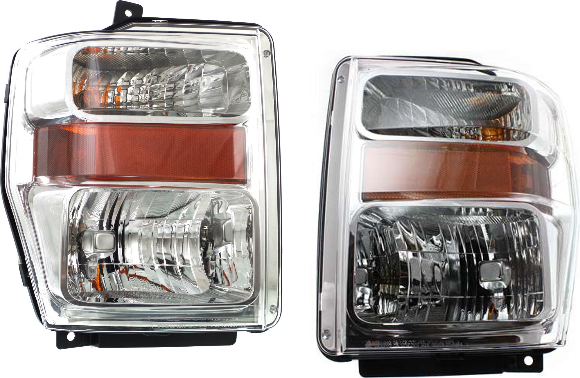 Headlight Assembly Pair/Set for Ford F-Series Super Duty 2008-2010, Right (Passenger) and Left (Driver), Halogen, Aero Style, Excludes Harley-Davidson Model, Replacement Fits: F-250, F-350, F-450, F-550