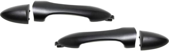 Rear Door Handle Pair/Set for Ford Focus 2000-2006, Textured Black, Outside, Right (Passenger) and Left (Driver), with Cap, Cover, Pad, and Handle Replacement