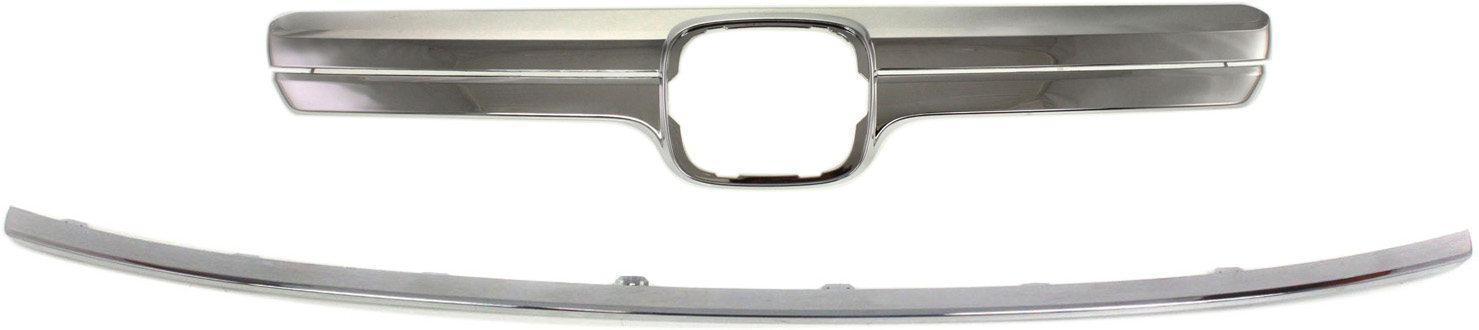 Grille Molding Set for 2007-2009 Honda CR-V EX/EX-L Models, Upper and Lower, Chrome, Built in Japan, Replacement