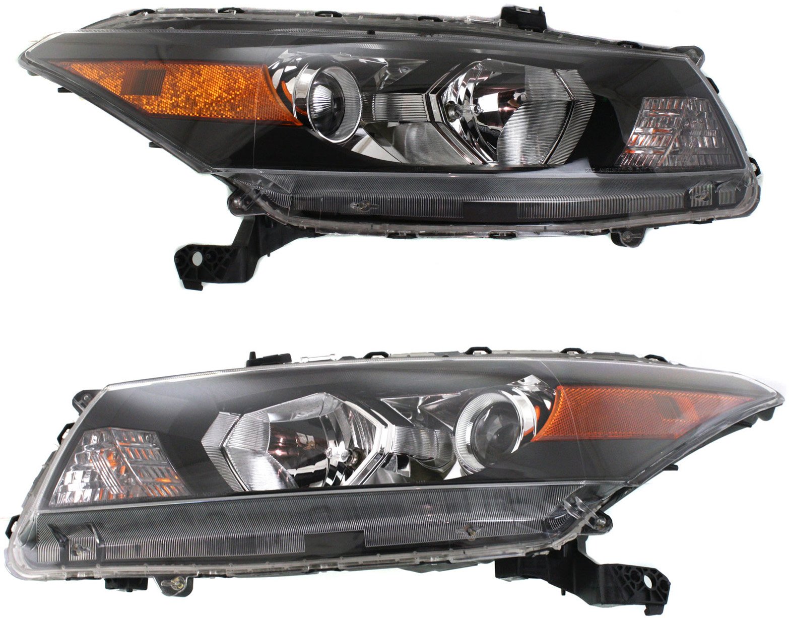 Headlight Assembly Pair/Set for Honda Accord Coupe 2008-2012, Right (Passenger) and Left (Driver) with Halogen Light, Smooth Contour Turn Signal, Replacement