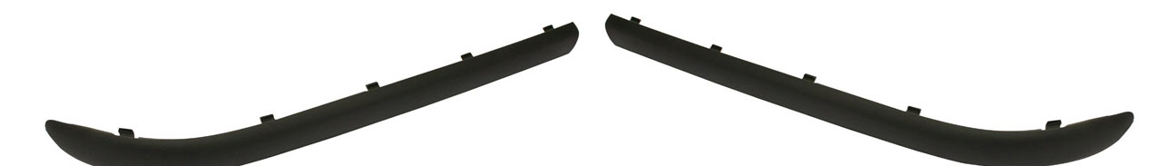 Pair/Set - Front Bumper Molding Impact Strip for BMW 3-Series 2002-2005, Right (Passenger) and Left (Driver), Black, Without Sport Package, Sedan Replacement Models: for 320i, 323i, 325i, 328i, 330i.