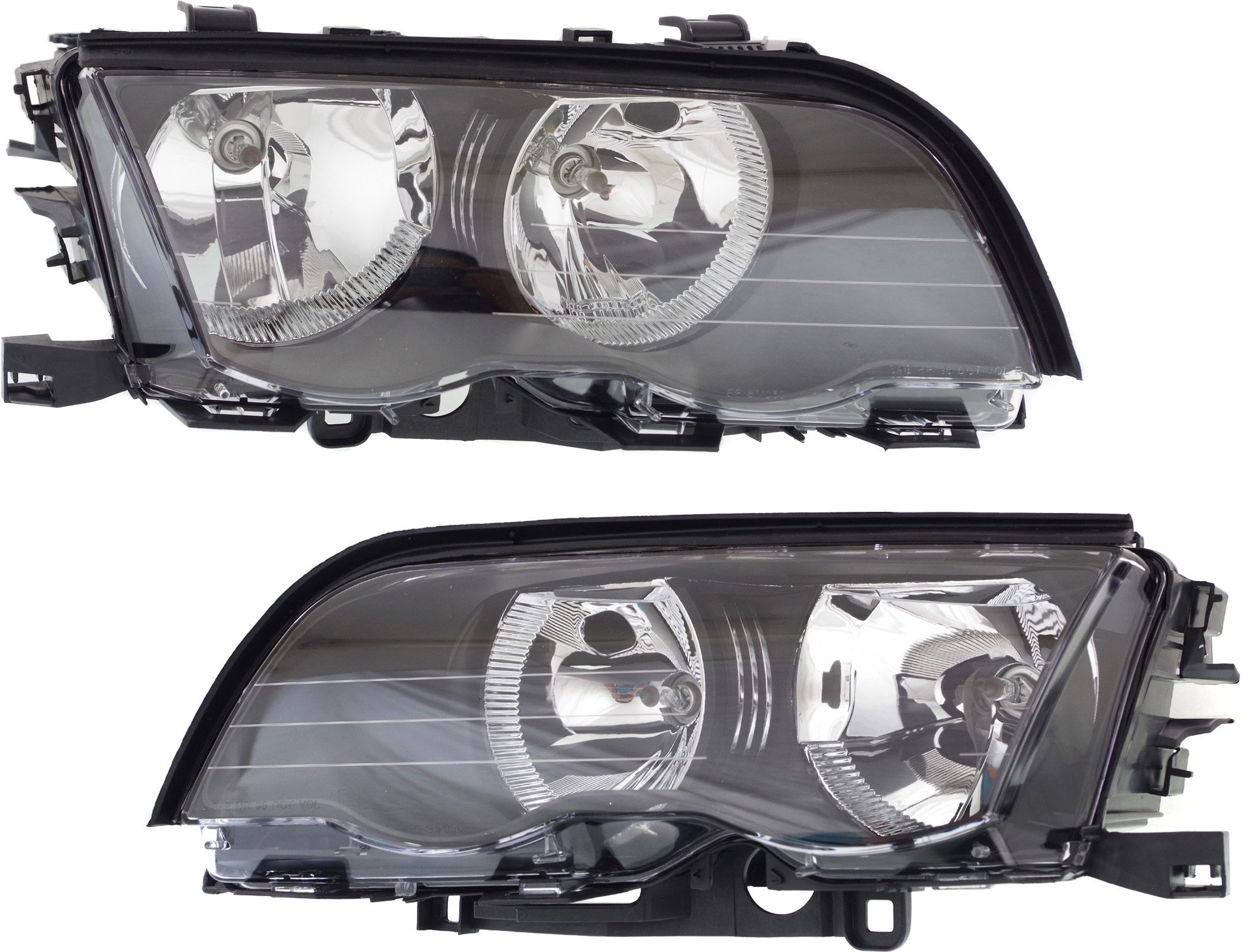 Headlight Assembly for BMW 3-Series 1999-2001, Halogen, Sedan/Wagon, Right (Passenger) and Left (Driver), Replacement Pair/Set Models: for 323i, 328i, 325i, 330i.