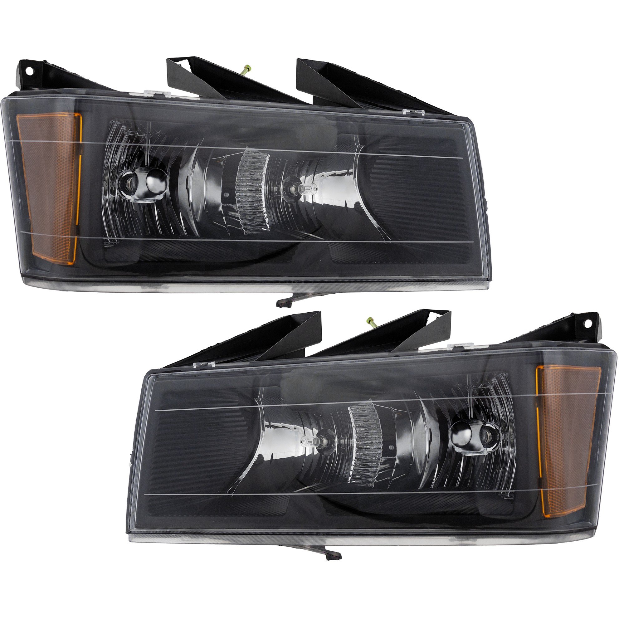 Headlight Assembly Pair/Set for Chevrolet Colorado 2004-2012, Right (Passenger) and Left (Driver), Halogen, Black Interior, Without Xtreme Edition Package, Replacement