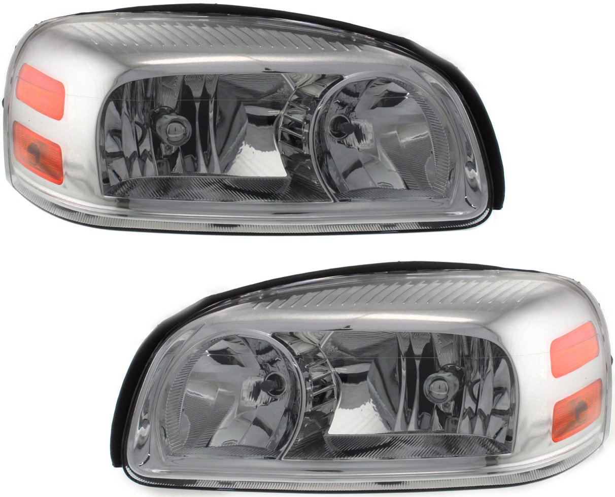 Headlight Assembly Pair/Set for 2005-2009 Chevrolet Uplander, Right (Passenger) and Left (Driver), Composite, Halogen Replacement