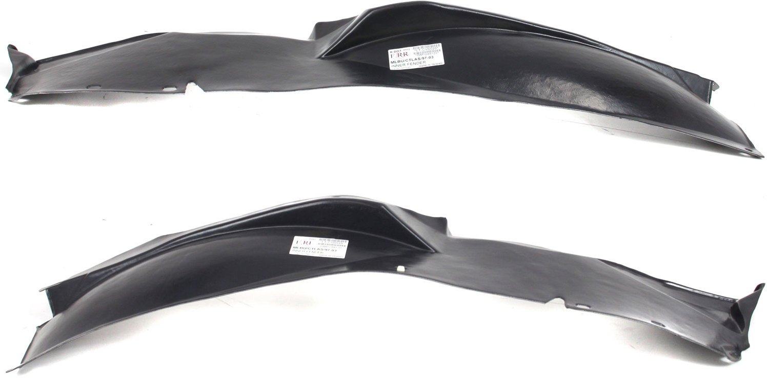 Front Fender Liner Pair/Set for Chevrolet Malibu 1997-2003, Chevrolet Classic 2004-2005, and Oldsmobile Cutlass 1997-1999, Right (Passenger) & Left (Driver) Sides, Rear Section, Replacement