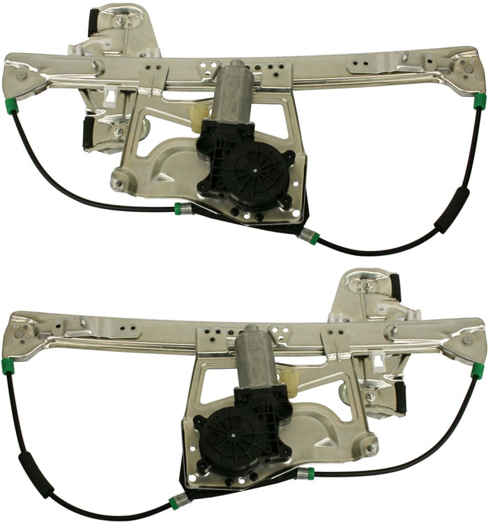 Front Window Regulator Pair/Set for 2000-2001 Cadillac Deville, Right (Passenger) and Left (Driver), Power, with Motor, Sedan Replacement