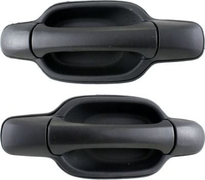Rear Exterior Door Handle Pair/Set for GMC Canyon/Chevrolet Colorado 2004-2012, Right (Passenger) and Left (Driver), Textured Black, Plastic, Replacement