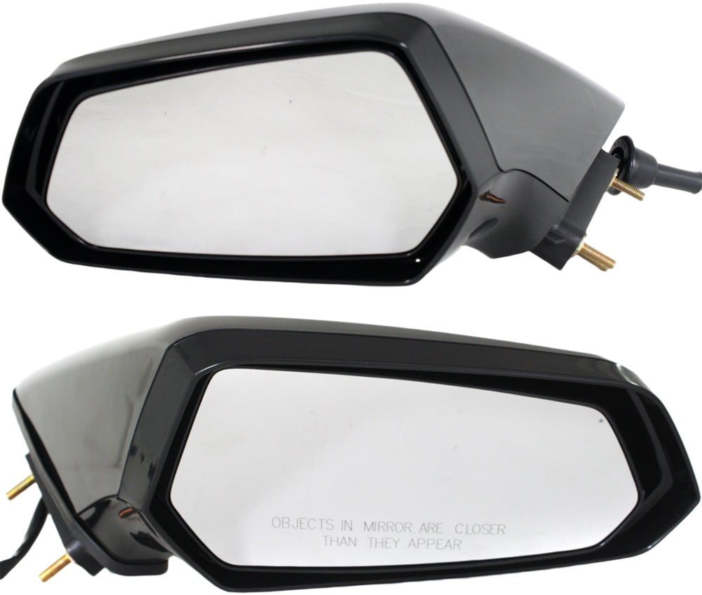 Power Mirror Pair/Set for 2010-2015 Chevrolet Camaro, Right (Passenger) and Left (Driver), Manual Folding, Non-Heated, Paintable, without Auto Dimming Replacement