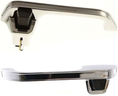 Front Door Handle Pair/Set for Chevrolet Suburban (1973-1988), Includes Right (Passenger) and Left (Driver) Handles, Outer, Metal, Chrome with Black Plastic Lever Replacement