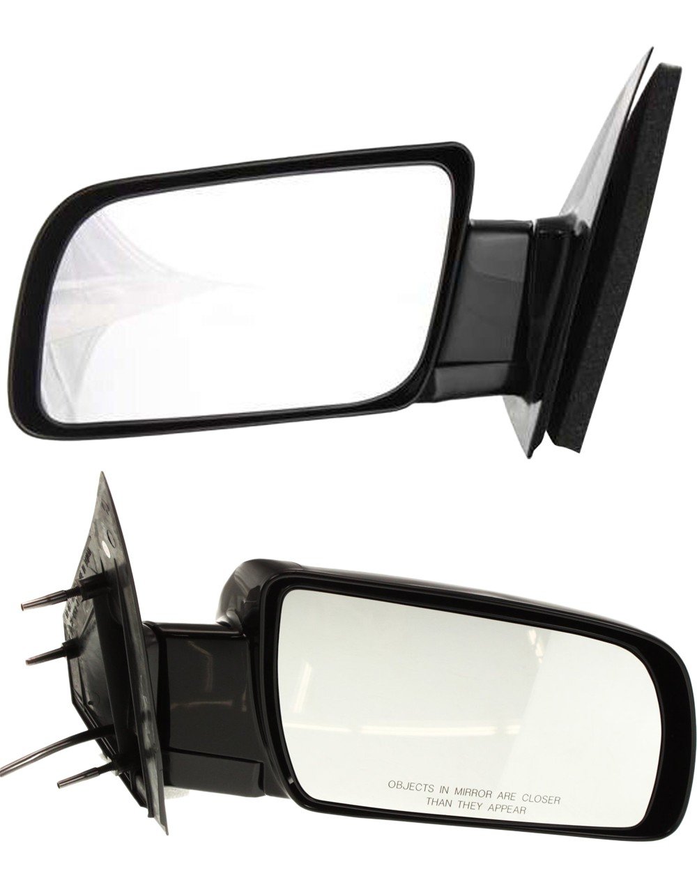 Mirror Pair/Set for Chevrolet Astro 2000-2005, Right (Passenger) and Left (Driver), Power Control, Manual Folding, Non-Heated, Paintable, Below Eyeline Replacement