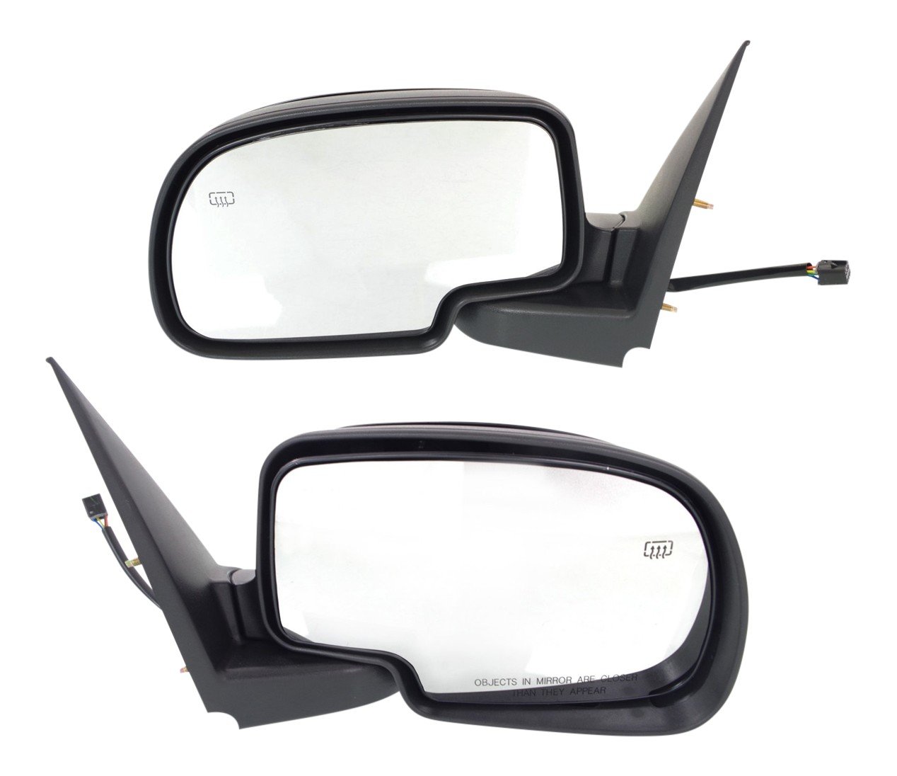 Mirror Pair/Set for Chevrolet Silverado/GMC Sierra 1999-2002, Right (Passenger) and Left (Driver), Non-Towing, Power Adjustable, Manual Folding, Heated, Paintable, Replacement