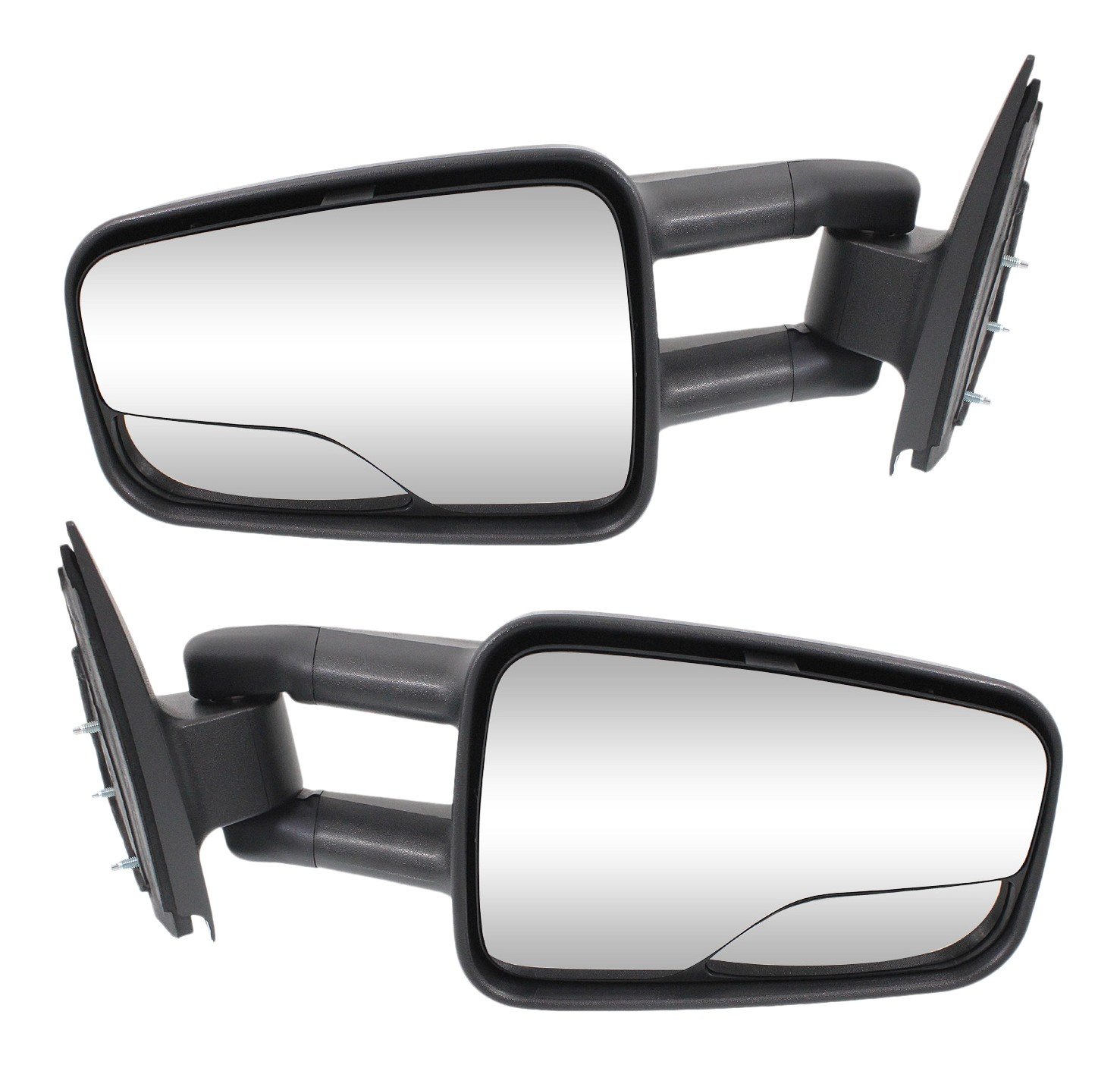 Mirror Pair/Set for Chevrolet Silverado/Sierra 1999-2007, Includes Right (Passenger) and Left (Driver), Manual Folding, Non-Heated, with Blind Spot Glass, Textured Black, Camper Style, Includes 2007 Classic, Replacement