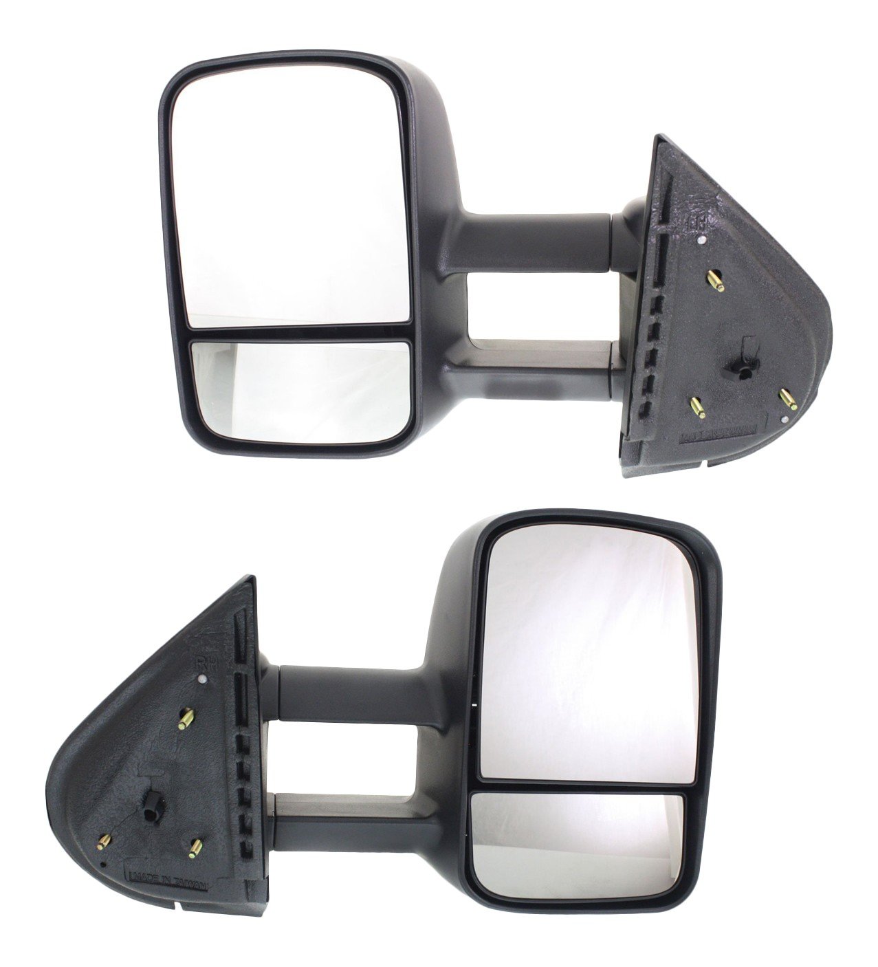 Towing Mirror Pair/Set for Chevrolet Silverado 2007-2013/Suburban 2007-2014, Right (Passenger) and Left (Driver), Manual Adjust and Fold, Non-Heated, Textured, without Memory, with Puddle and Signal Light, Replacement