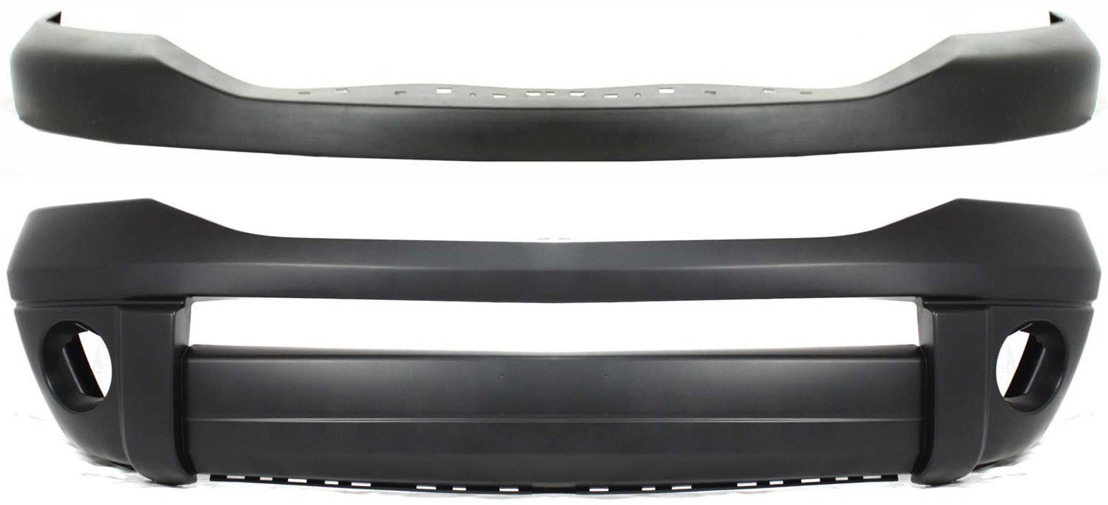 Front Bumper Cover Set for Dodge Full Size Pickup 2006-2009, Upper and Lower, Textured Top, Primed (Ready to Paint) Bottom Replacement