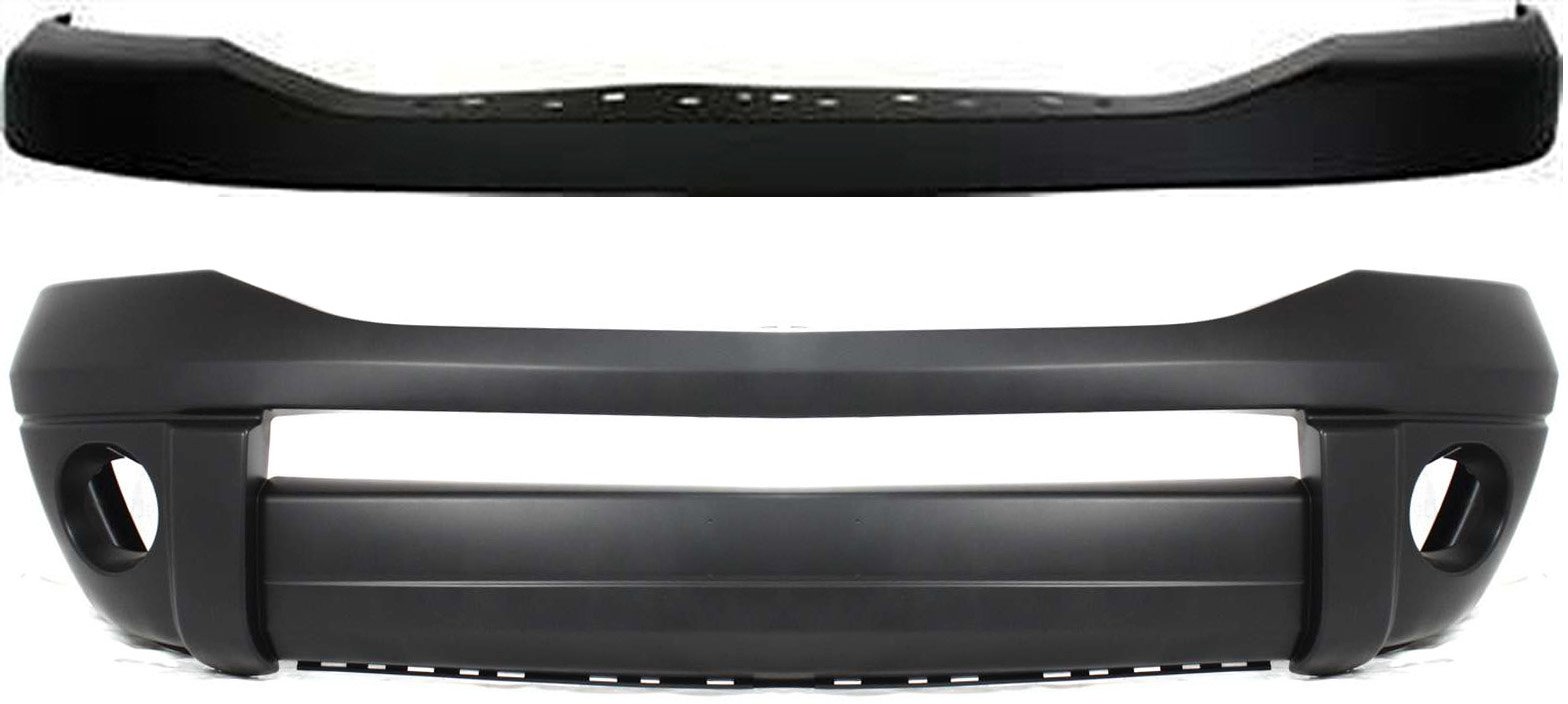 Front Bumper Cover Set for Dodge Full Size Pickup 2006-2009, Upper and Lower, Primed (Ready to Paint) Replacement