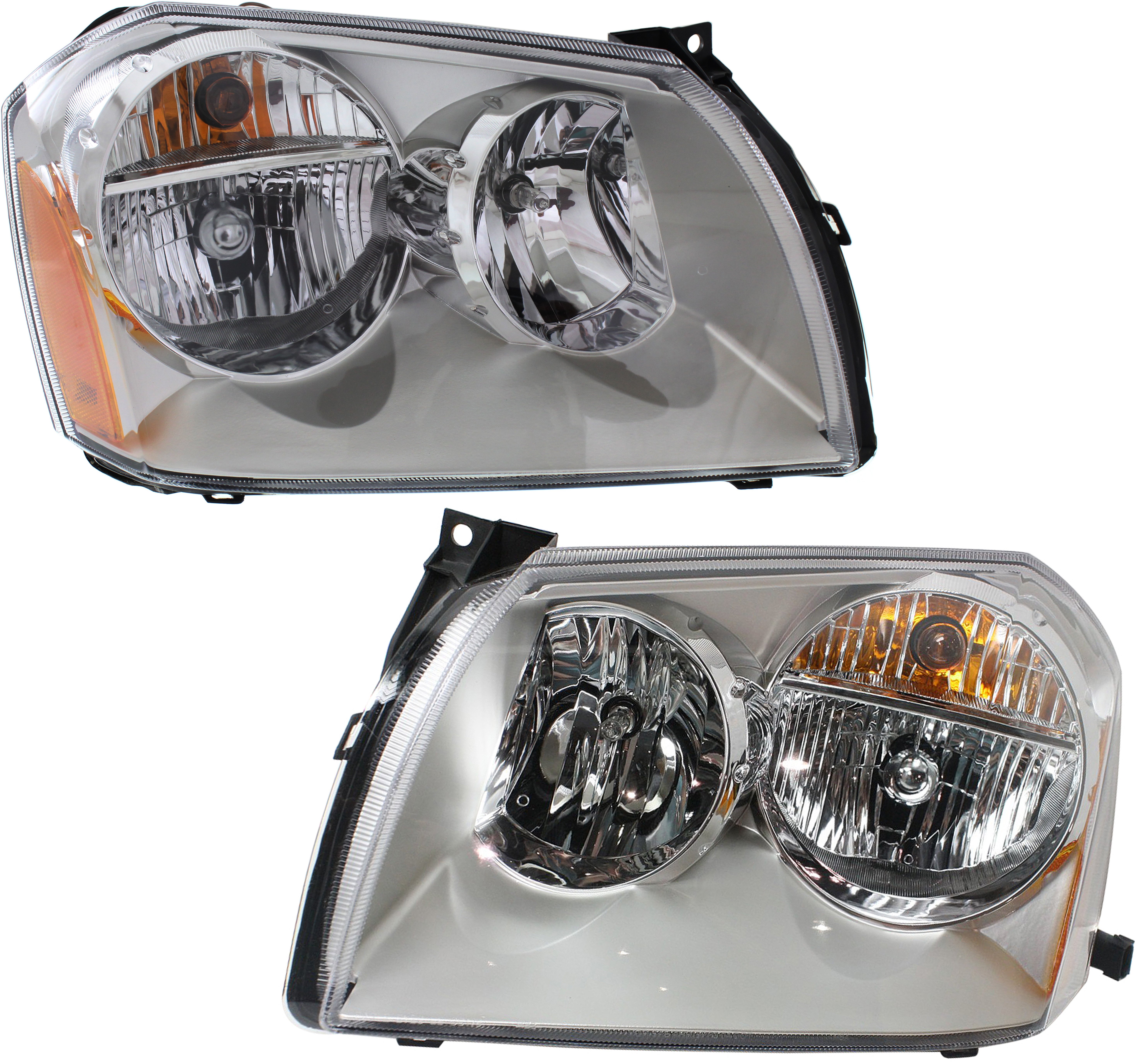 Headlight Assembly for 2005-2007 Dodge Magnum, Right (Passenger) and Left (Driver), Halogen, Chrome Interior, Pair/Set Replacement