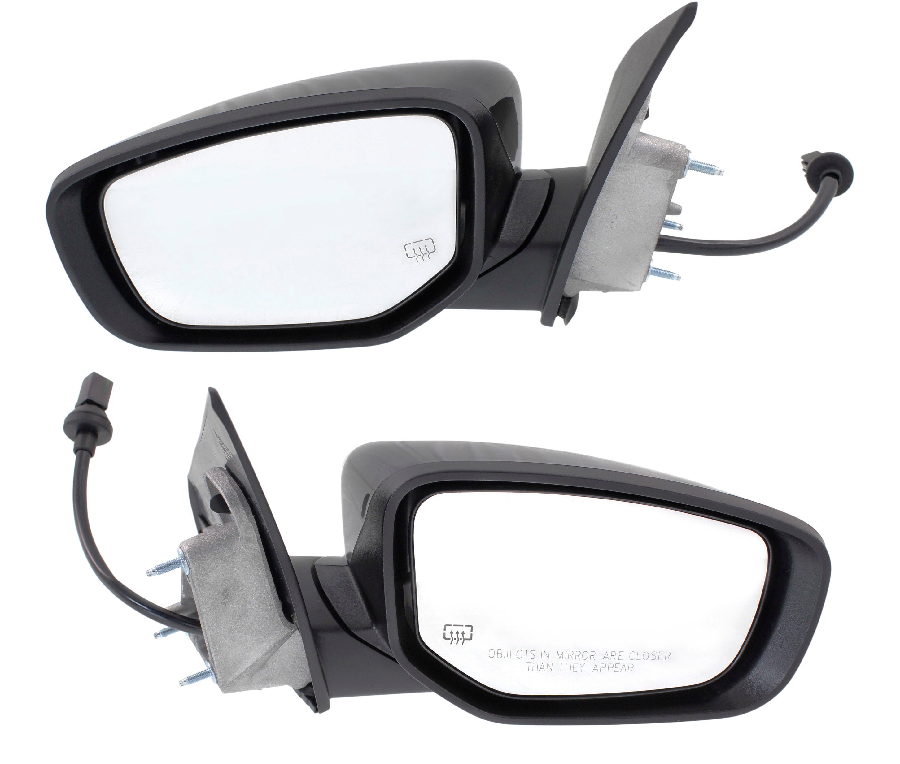 Mirror Pair/Set for 2014-2015 Dodge Dart, Right (Passenger) and Left (Driver), Manual Folding, Heated, Paintable, Without Puddle and Signal Lights Replacement