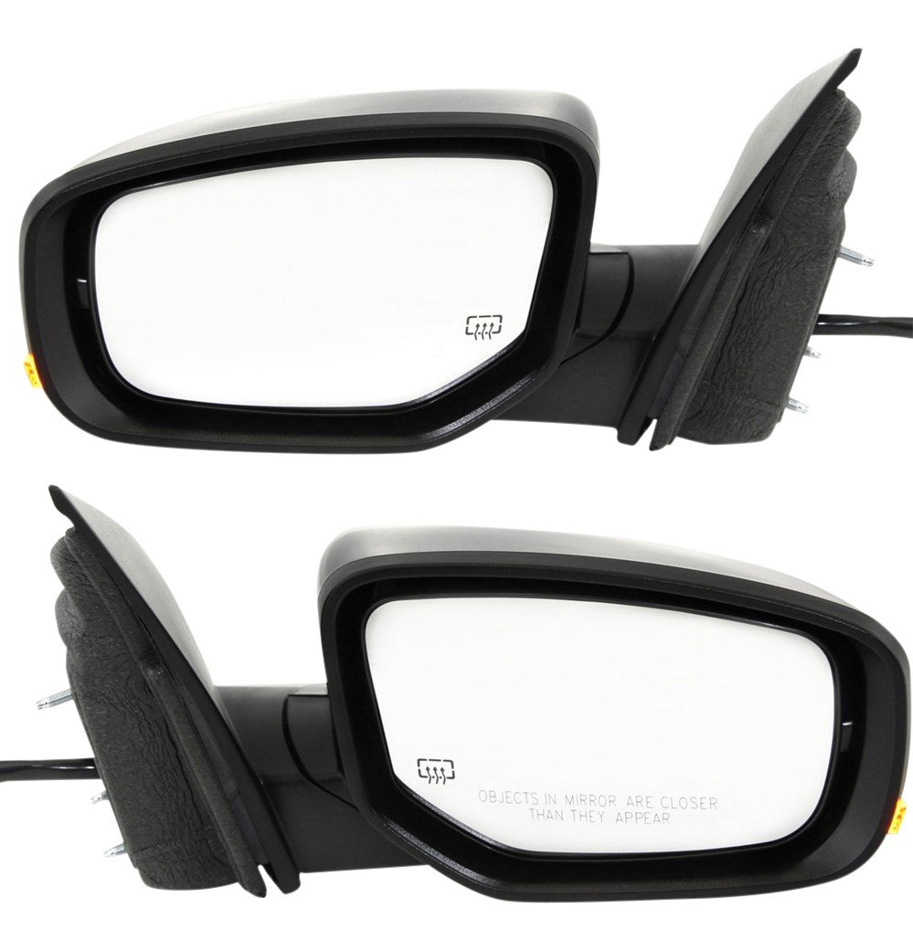 Mirror Pair/Set for Dodge Dart 2013-2015 Right (Passenger) and Left (Driver), Power, Manual Folding, Heated, Paintable, With Puddle and Signal Lights, Replacement