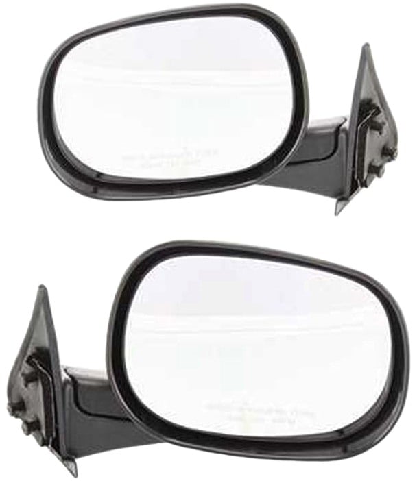 Manual Adjust Non-Towing Mirror Pair/Set for Dodge RAM 1500 Pickup 1998-2001, RAM 2500/3500 Pickup 1998-2002, Right (Passenger) and Left (Driver), Manual Folding, Non-Heated, Textured Replacement