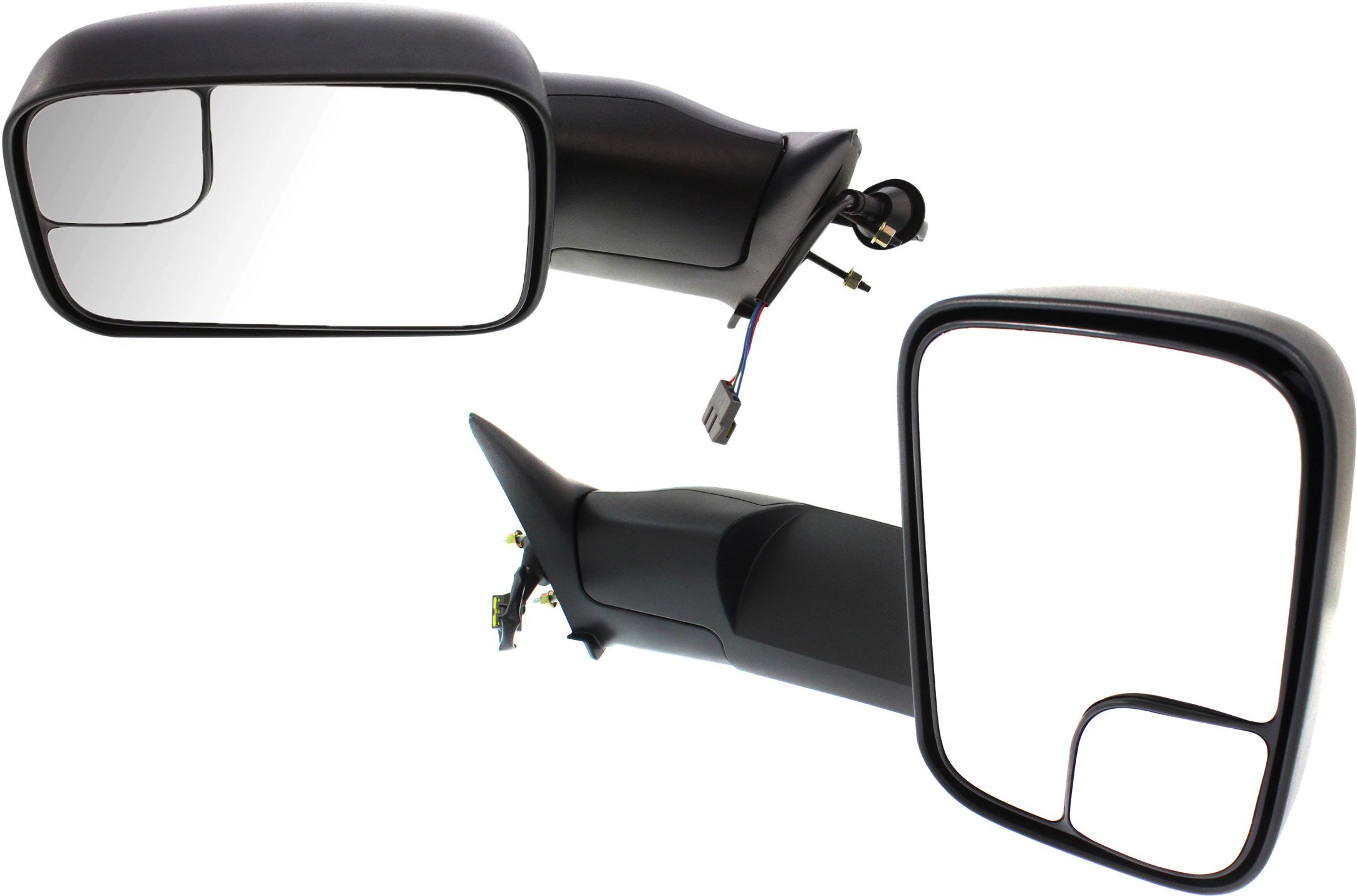 Towing Mirrors for Dodge RAM Full Size Pickup 1994-1997, Right (Passenger) and Left (Driver), Power Adjustment, Manual Folding, Non-Heated, Textured Replacement