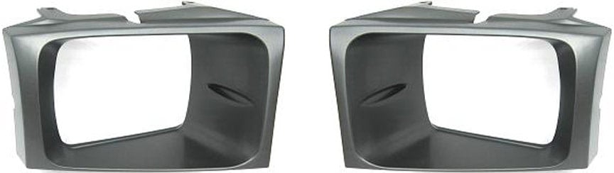Headlight Door Pair/Set for Ford F-Series Super Duty 1999-2004, Right (Passenger) and Left (Driver), Painted Black and Silver, Sealed Beam Type Replacement Models: for F-250, F-350, F-450, F-550.