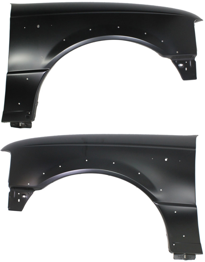 Front Fender Pair/Set for 2004-2005 Ford Ranger, Right (Passenger) & Left (Driver), Primed (Ready to Paint) w/ Wheel Opening Molding Holes, Replacement