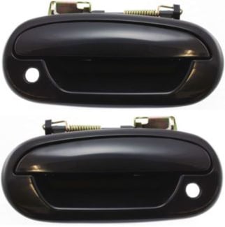 Front Door Handle Pair/Set for Ford F-150 1997-2004, F-250 1997-1999, Expedition 1997-2002, Right (Passenger) and Left (Driver), Outside, Smooth Black, with Keyhole, Replacement
