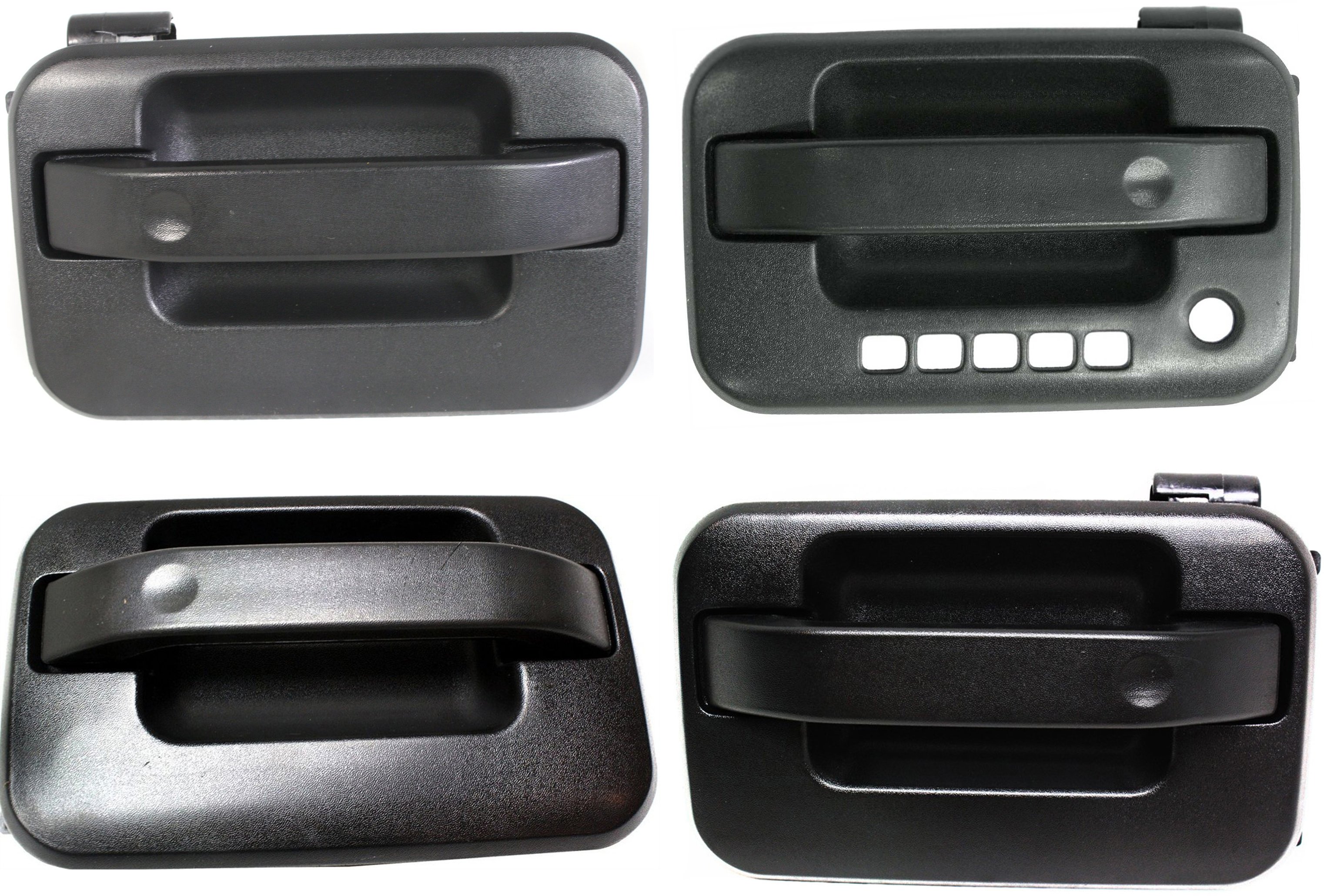 Exterior Door Handle Pair/Set for Ford F-150 2004-2014 / Mark LT 2006-2008, Pair/Set of 4, Front and Rear, Right (Passenger) and Left (Driver), Textured Black Replacement