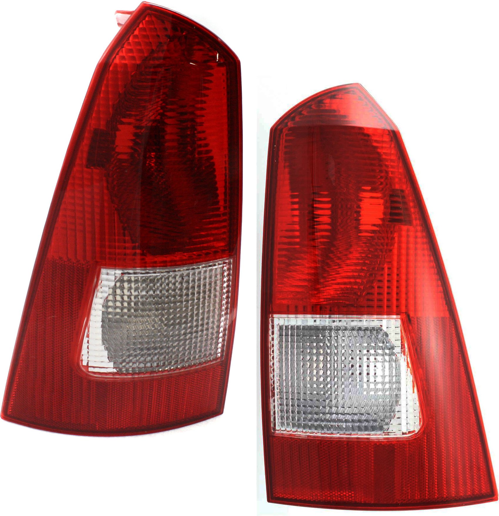 Tail Light Lens and Housing Pair/Set for Ford Focus Wagon 2000-2007, Right (Passenger) and Left (Driver) Side, Replacement