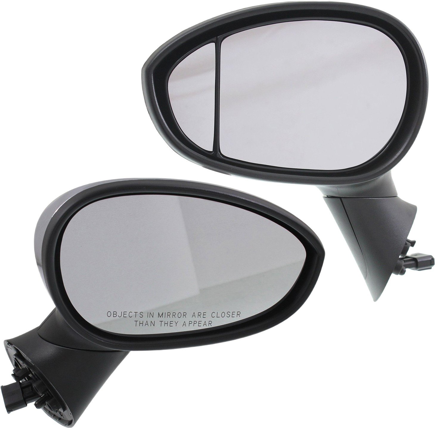 Mirror Pair/Set for Fiat 500 Hatchback 2012-2018, Right (Passenger) and Left (Driver), Power, Manual Folding, Heated, Chrome, Type 1 Replacement