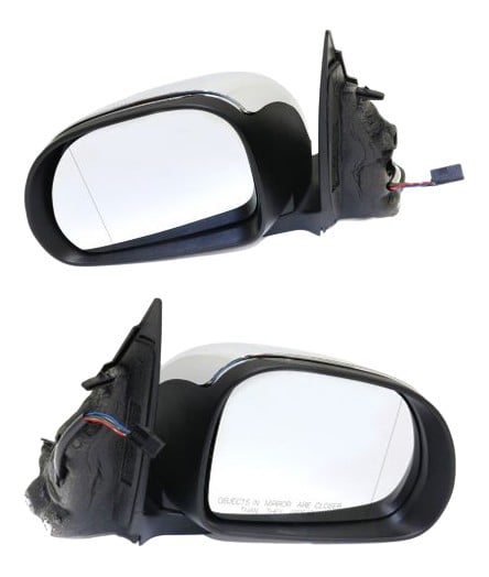 Mirror Pair/Set for Fiat 500L 2014-2020, Right (Passenger) and Left (Driver), Power Adjustable, Manual Folding, Heated, Chrome Finish, with Temperature Sensor, without Blind Spot Detection, Memory Function, Puddle and Signal Light Replacement