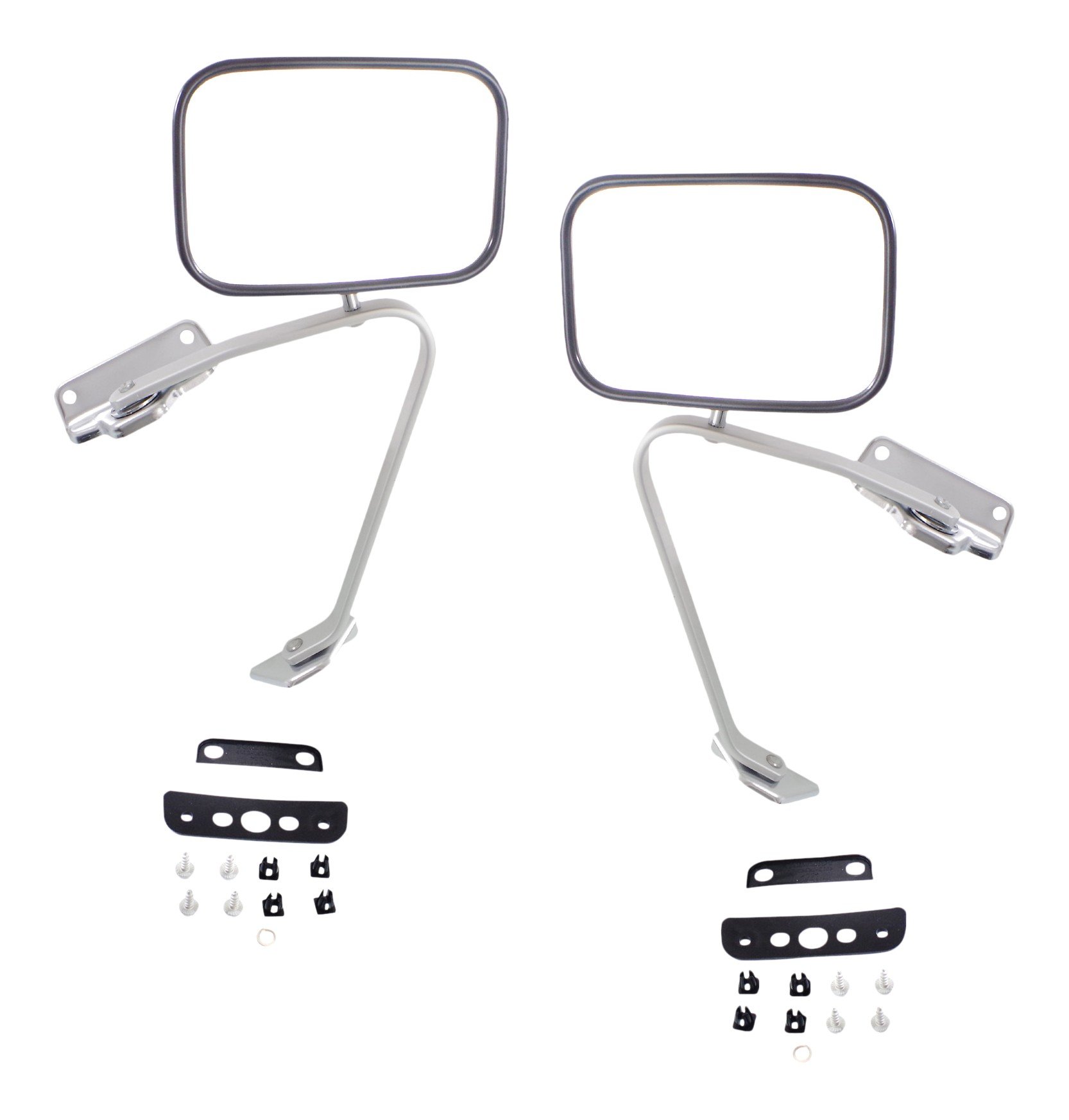 Manual Adjust Mirror Pair/Set for Ford F-Series 1987-1991, Right (Passenger) and Left (Driver), Non-Towing, Manual Folding, Non-Heated, Polished Stainless Replacement