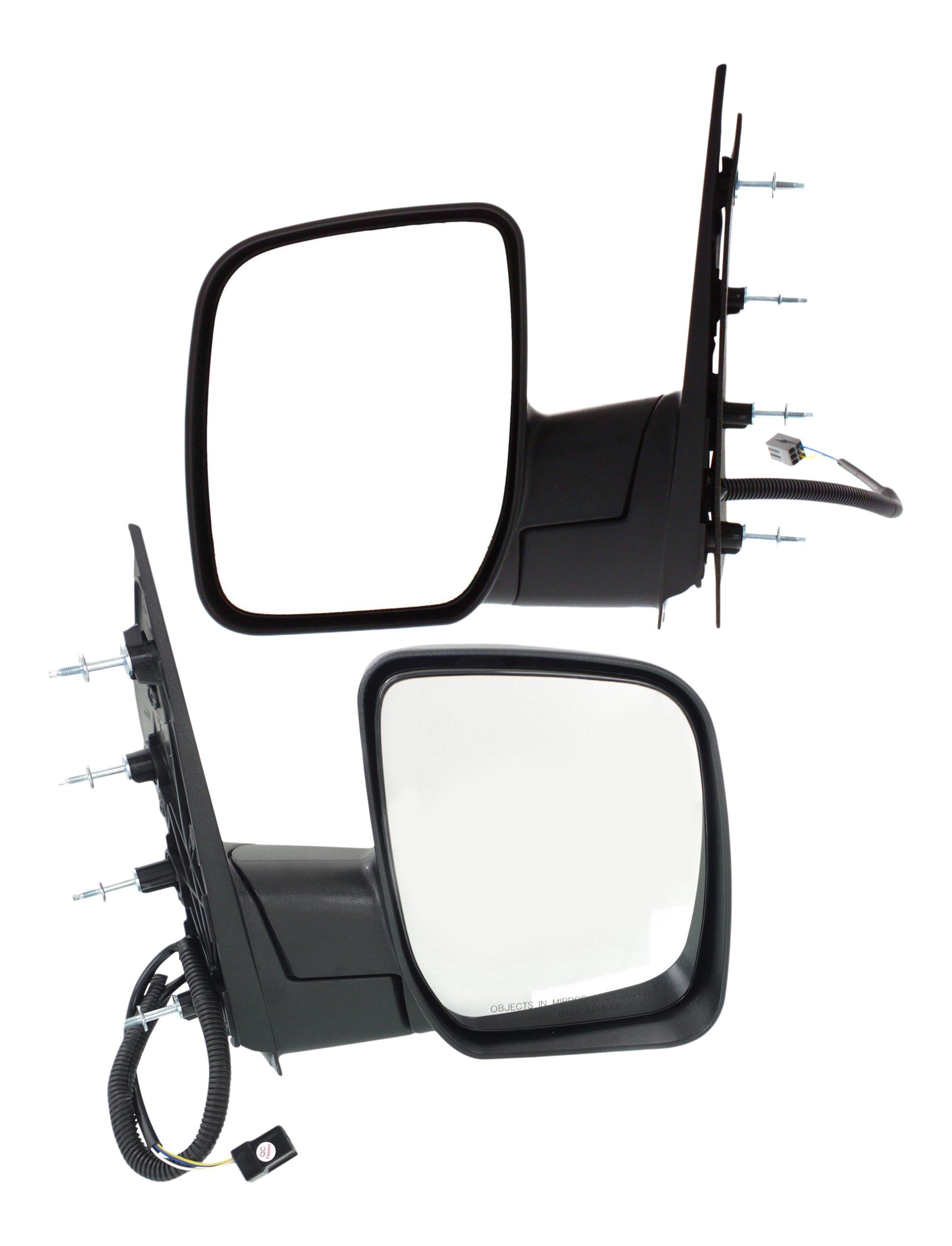 Pair/Set - Non-Towing Manual Folding Mirrors for 2009-2013 Ford E-350 Super Duty, Right (Passenger) and Left (Driver), Non-Heated, Textured Black, w/o Auto Dimming, BSD, Memory, and Signal Light Replacement