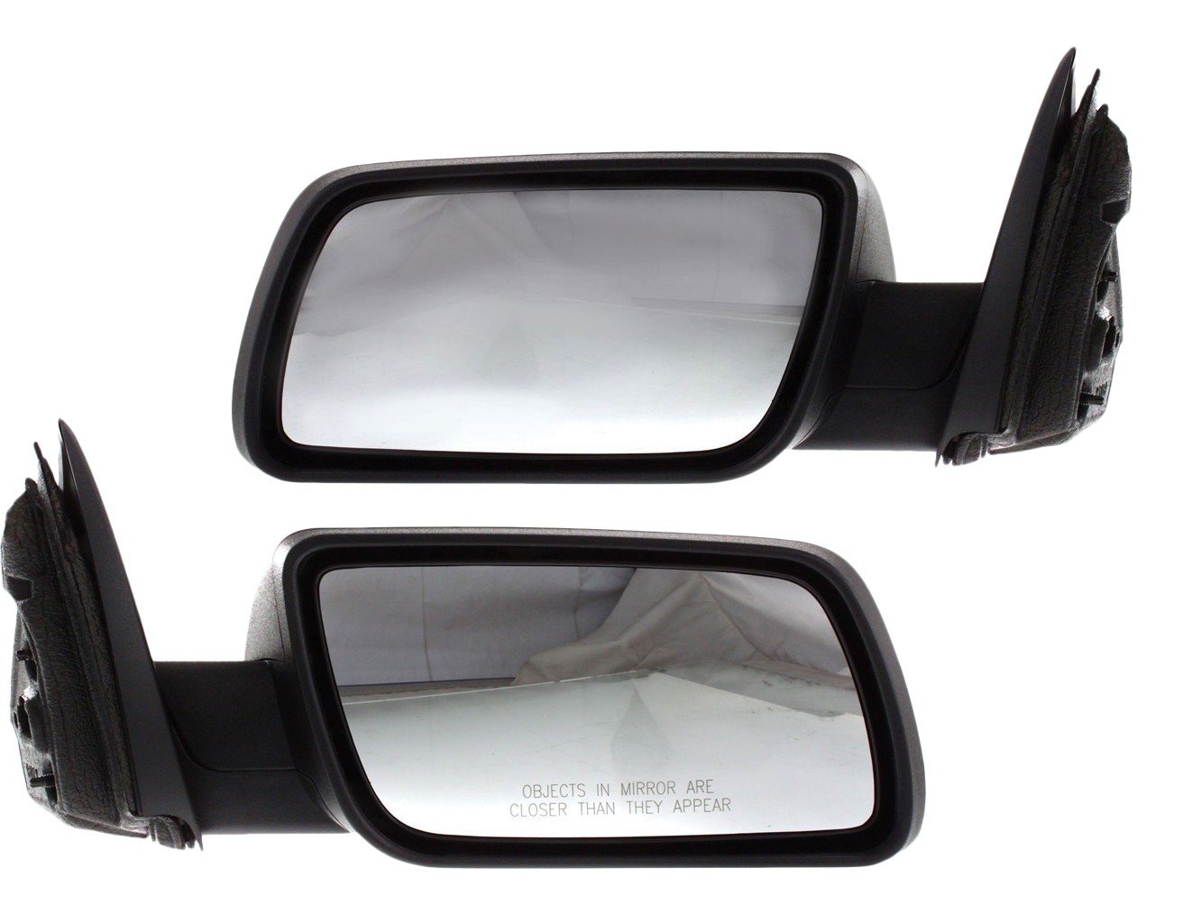 Mirror Pair/Set for Ford Flex 2009-2012, Right (Passenger) and Left (Driver), Power Adjust, Manual Folding, Non Heated, Textured, Without Memory and Puddle Light, Replacement