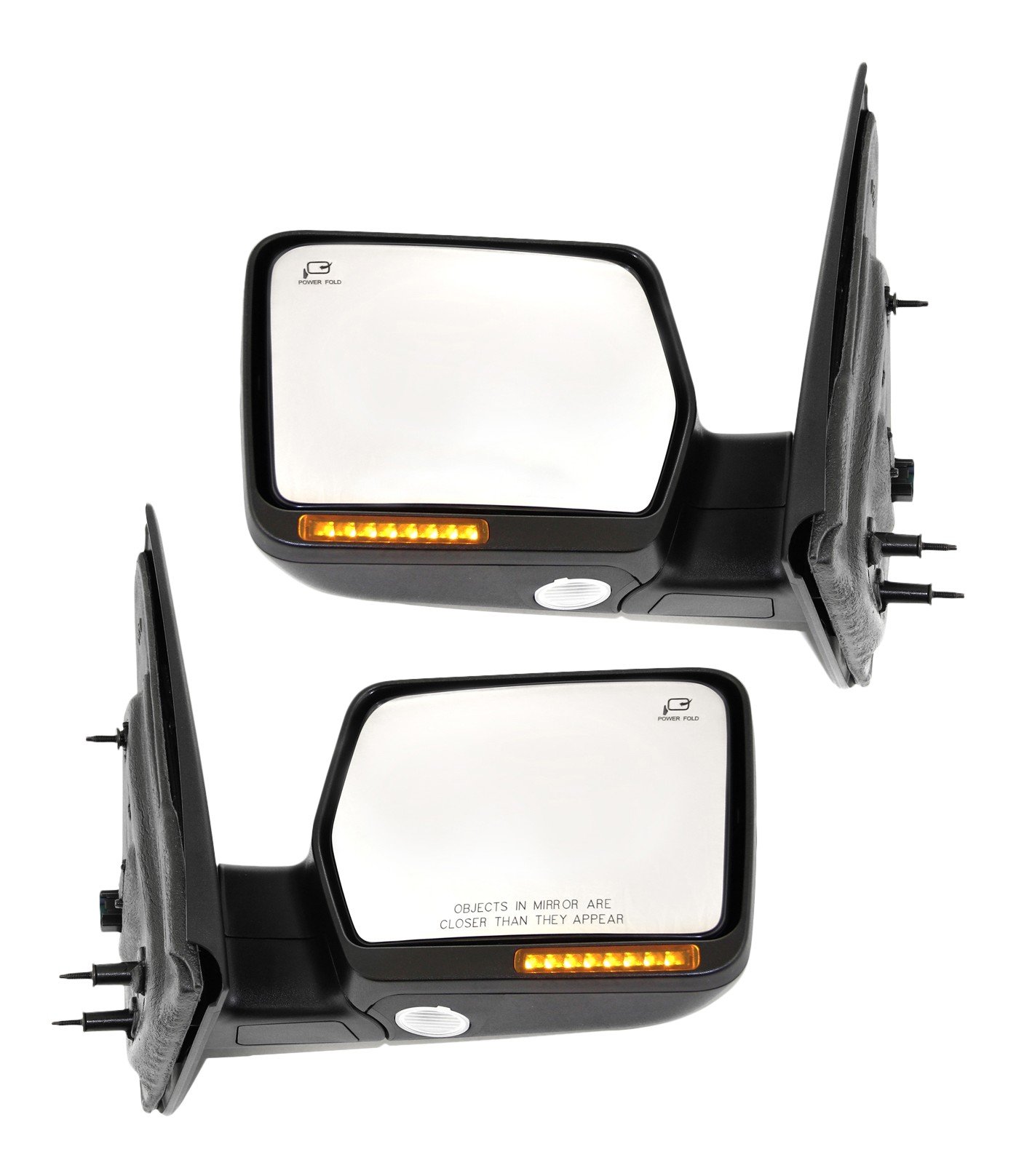 Power Heated Textured Mirror Pair/Set for Ford F-150 2005-2006, Right (Passenger) and Left (Driver), Non-Towing, Power Folding, with In-housing Signal Light, without Auto Dimming, BSD, Memory, Replacement