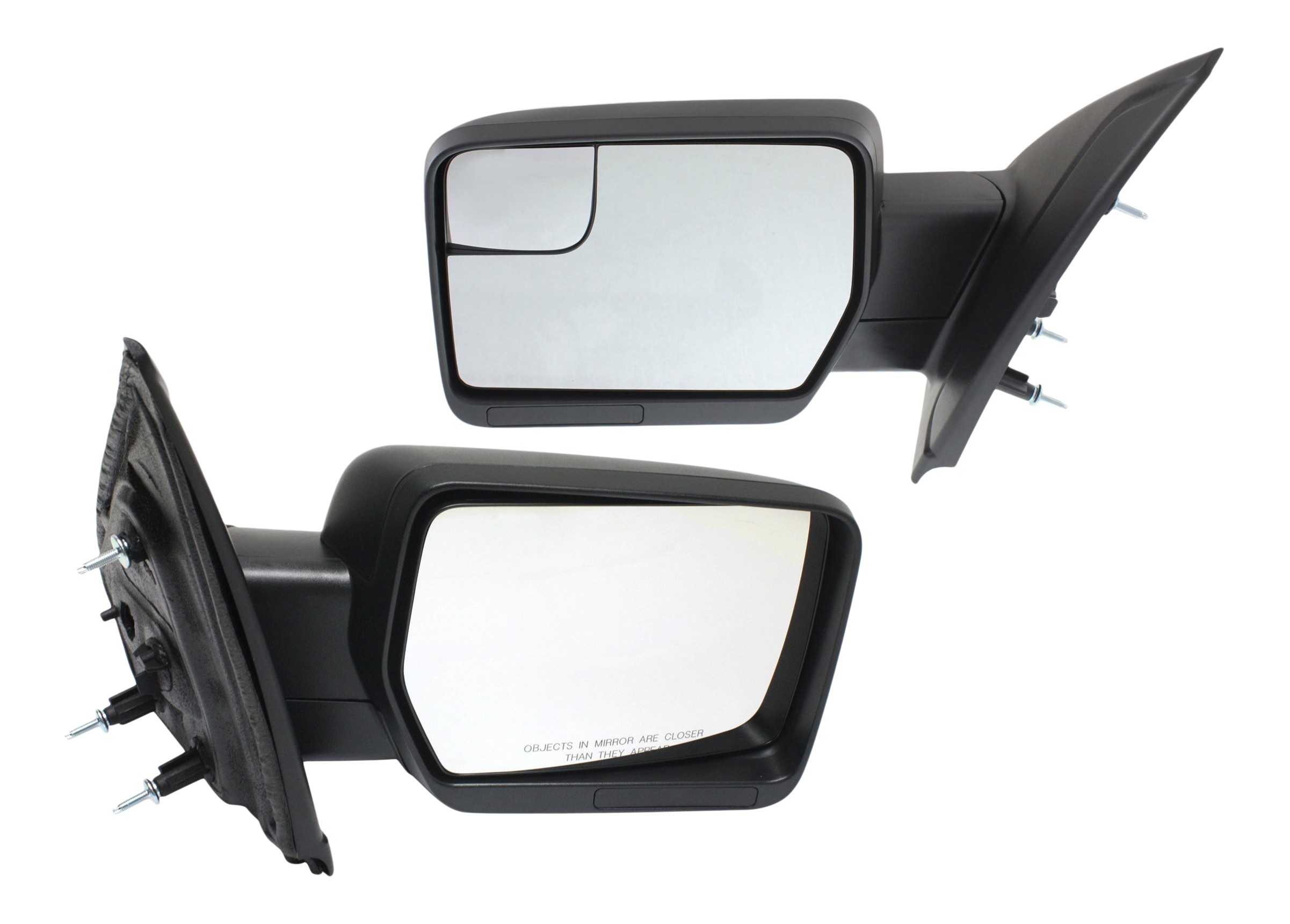Mirror Pair/Set for Ford F-150 2011-2014, Right (Passenger) and Left (Driver), Power, Manual Folding, Non-Heated, Without Memory, Signal and Puddle Light, All Cab Types, Textured Black Replacement