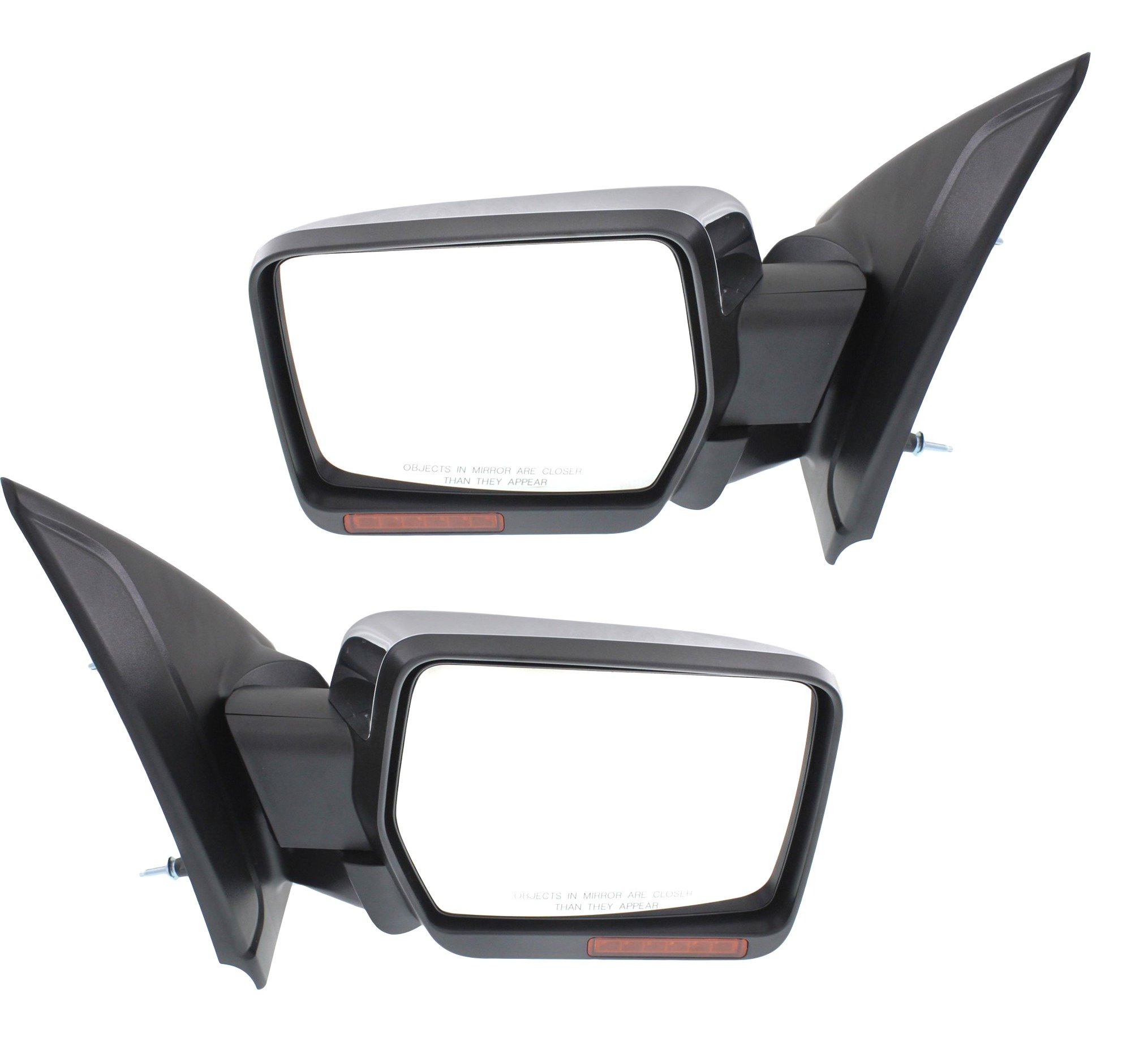 Power Folding Mirror Pair/Set for Ford F-150 2011-2014 All Cab Types, Right (Passenger) and Left (Driver), Power, Heated, with Memory, Signal and Puddle Light, Chrome, Replacement