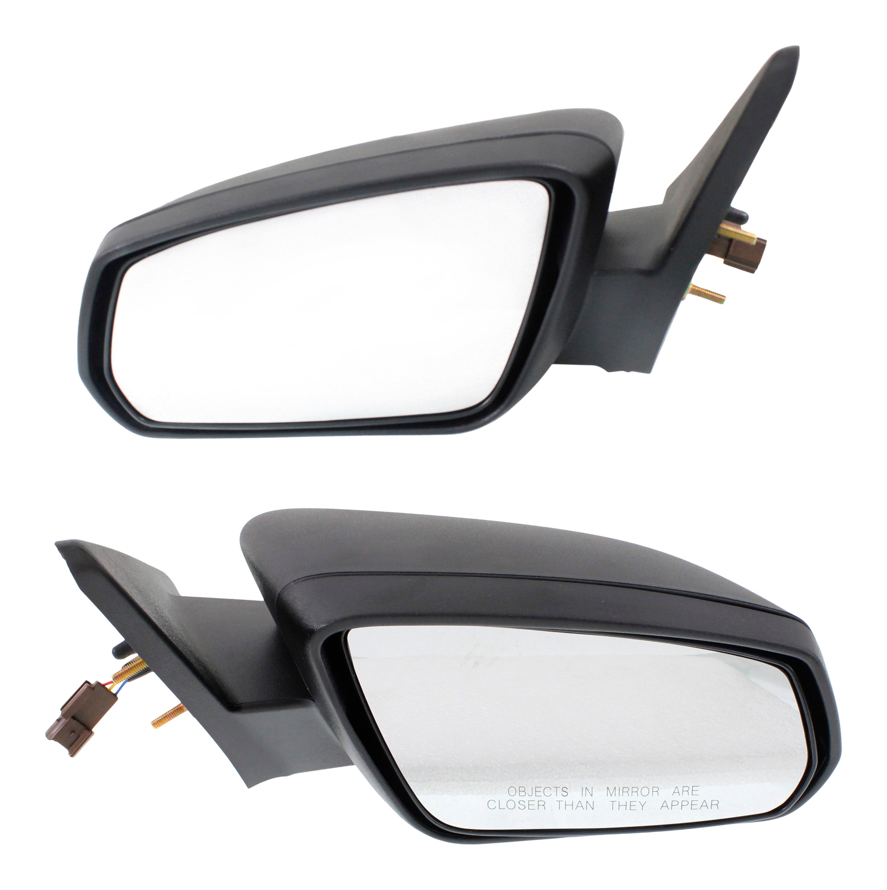 Replacement Mirror Pair/Set for 2010 Ford Mustang, Right (Passenger) and Left (Driver) Side, Power Operated, Non-Folding, Non-Heated, Paintable/Textured, Comes with 2 Caps 