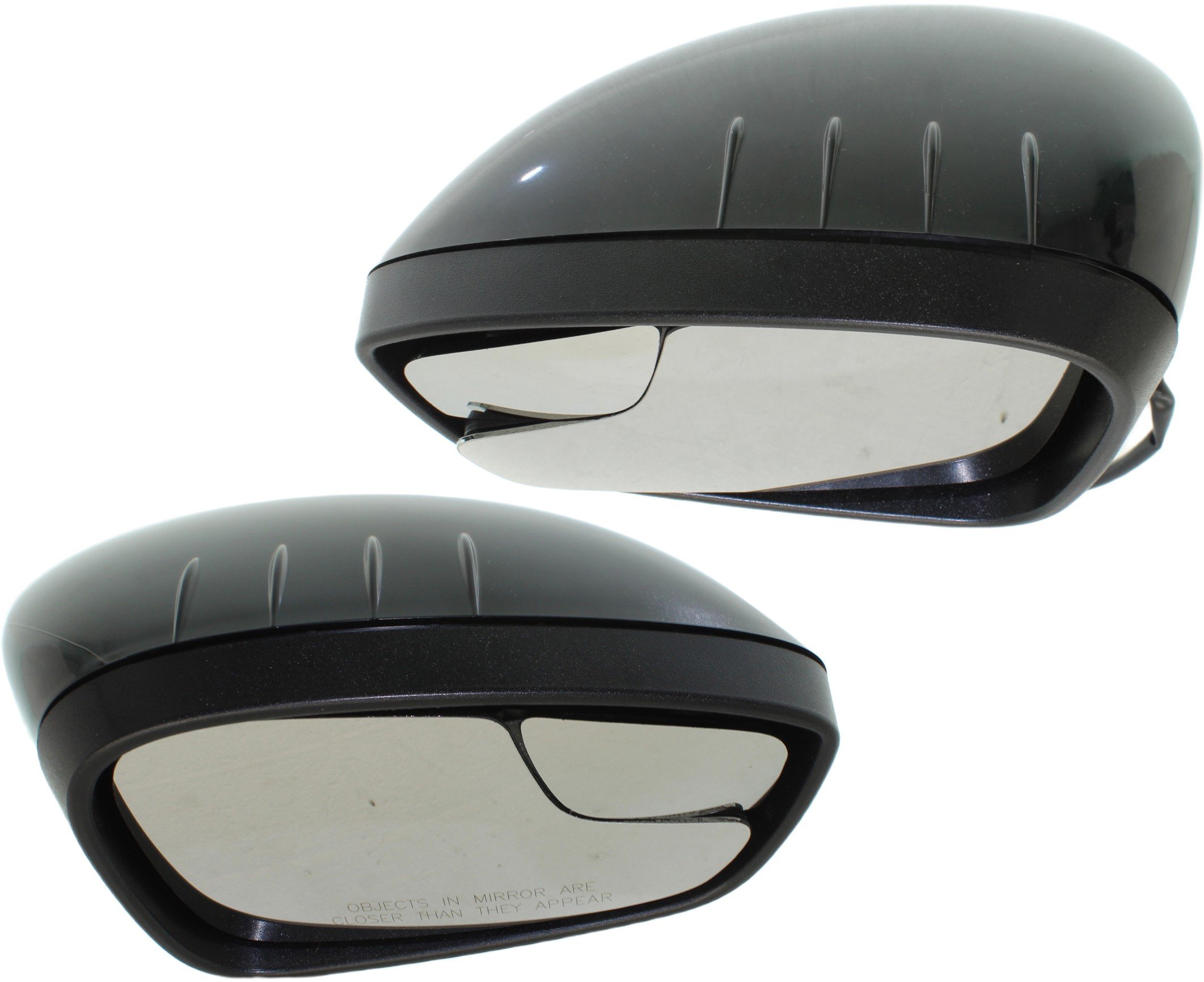 Mirror Pair/Set for Ford Fiesta 2011-2019, Right (Passenger) and Left (Driver), Power Operated, Manual Folding, Non-Heated, Paintable, with Blind Spot Glass, without Signal Light, Excludes ST Model, Replacement